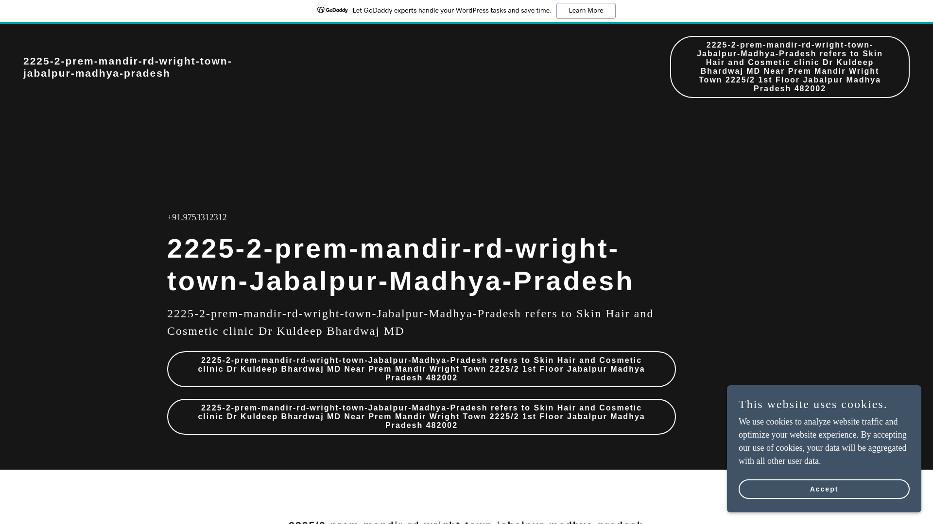 website screenshot of https://2225-2-prem-mandir-rd-wright-town-jabalpur-madhya-pradesh.in/
