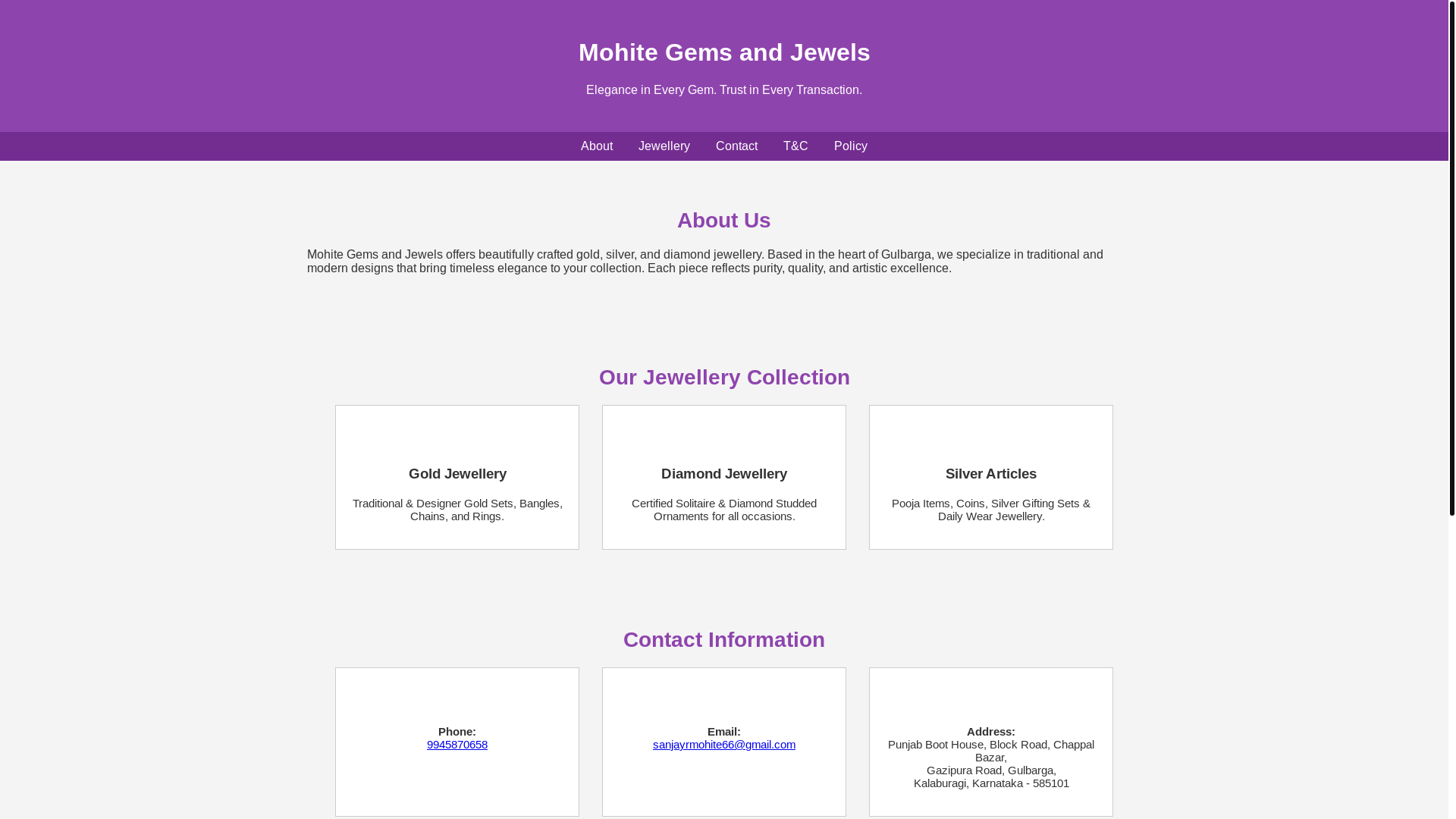 website screenshot of https://mohitegemsandjewels.shop/
