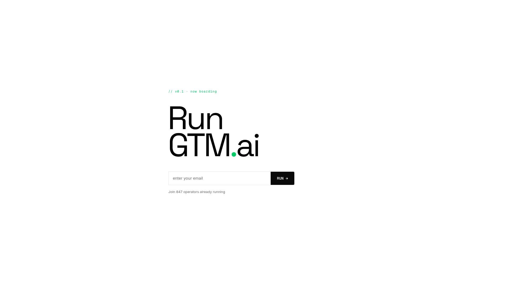 website screenshot of https://rungtm.ai/