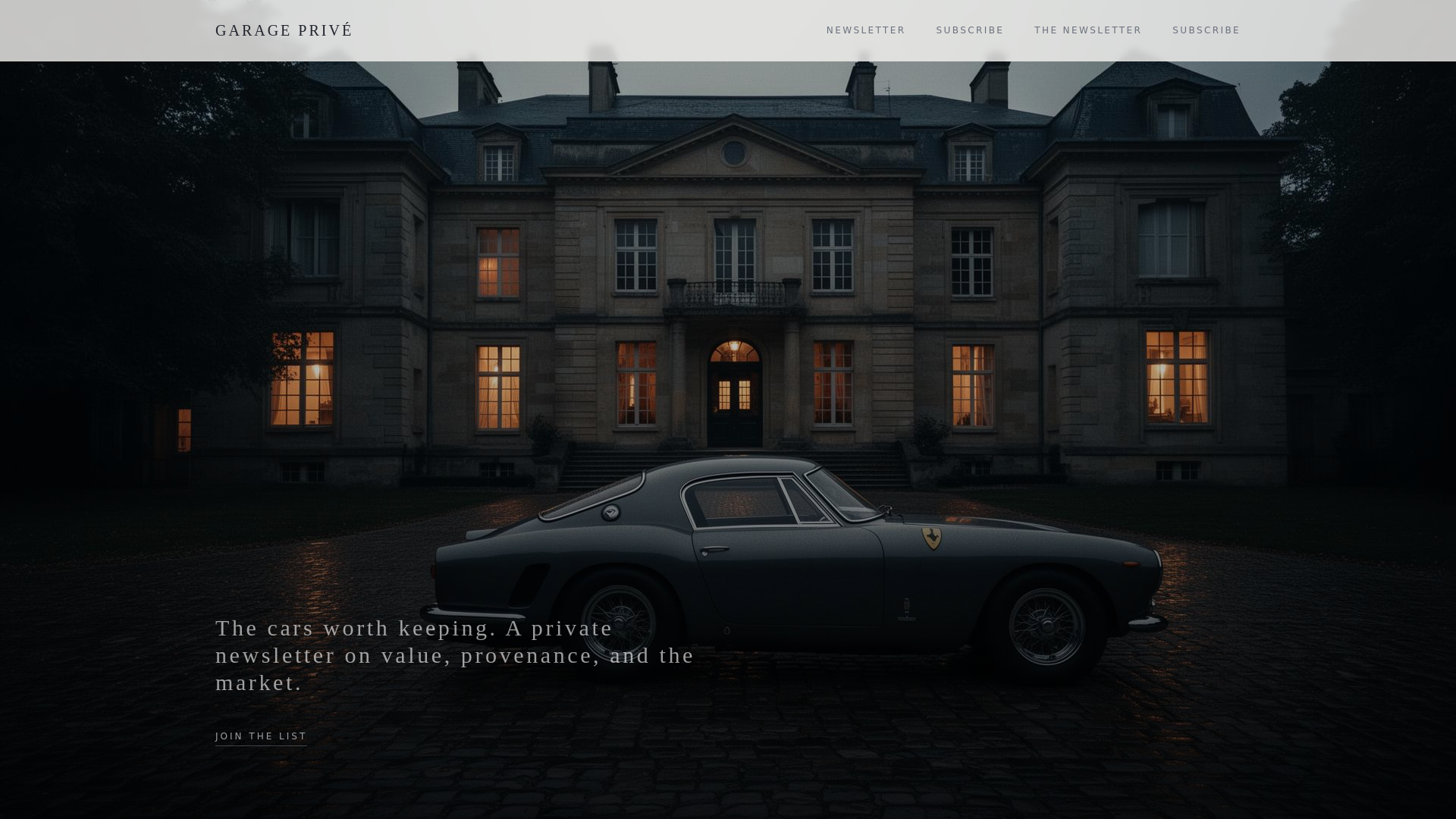 website screenshot of https://thegarageprive.com/