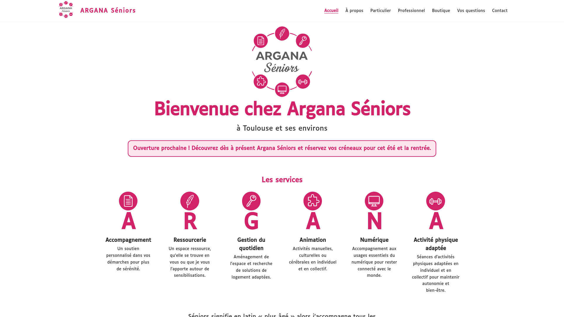 website screenshot of https://argana-seniors.fr/