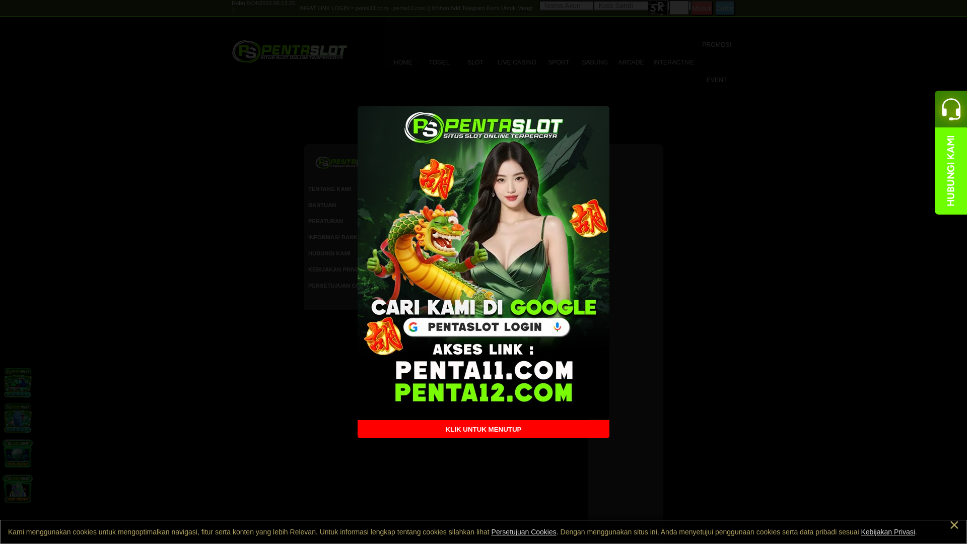 website screenshot of https://pentasslot.xyz