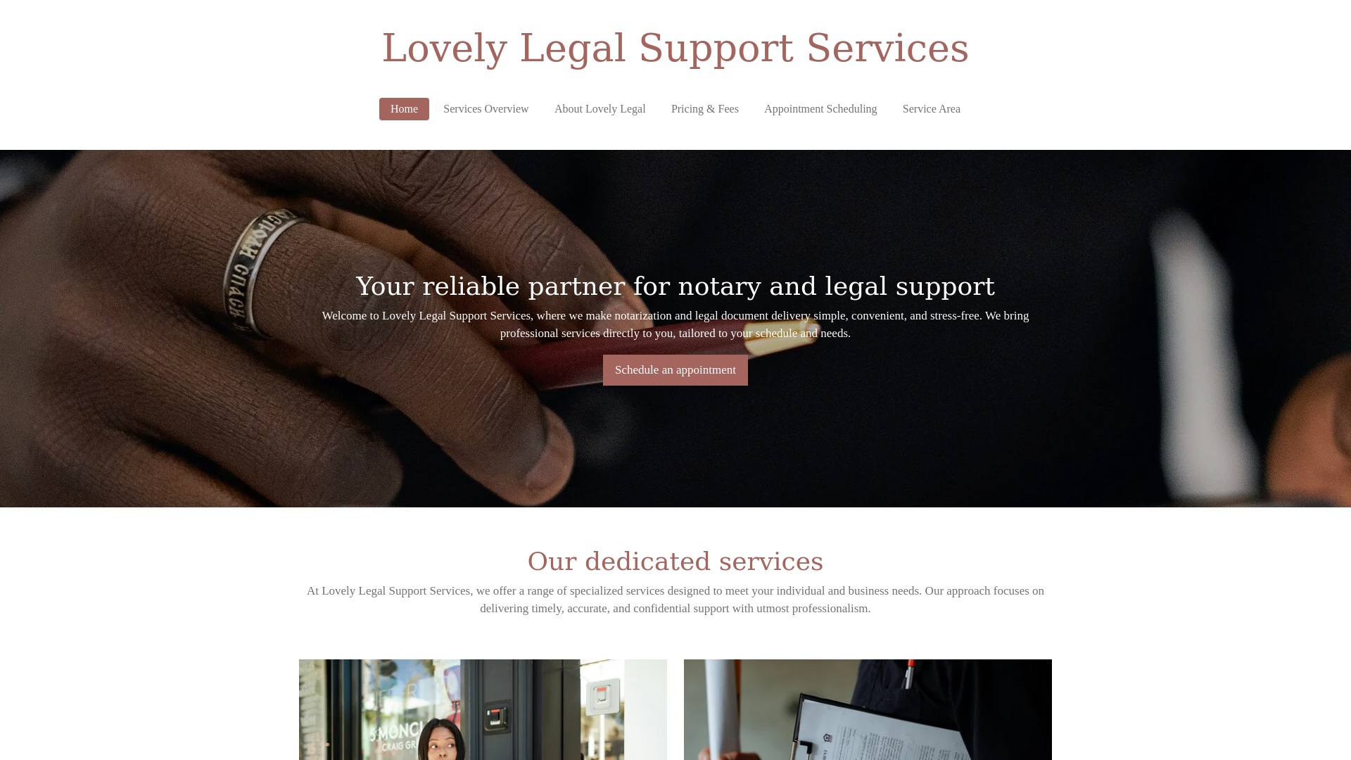 website screenshot of https://lovely-legal-support-services.com/
