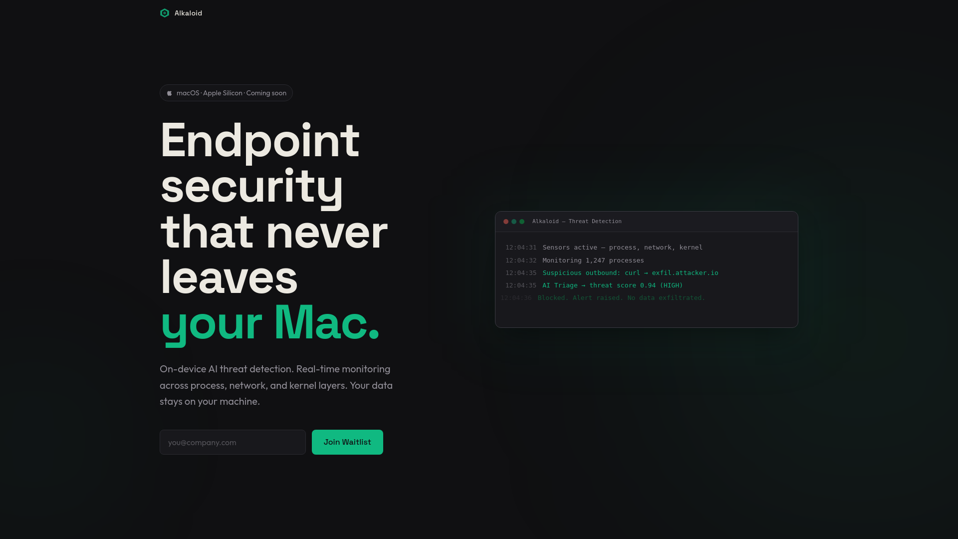 website screenshot of https://alkaloidsecurity.com/