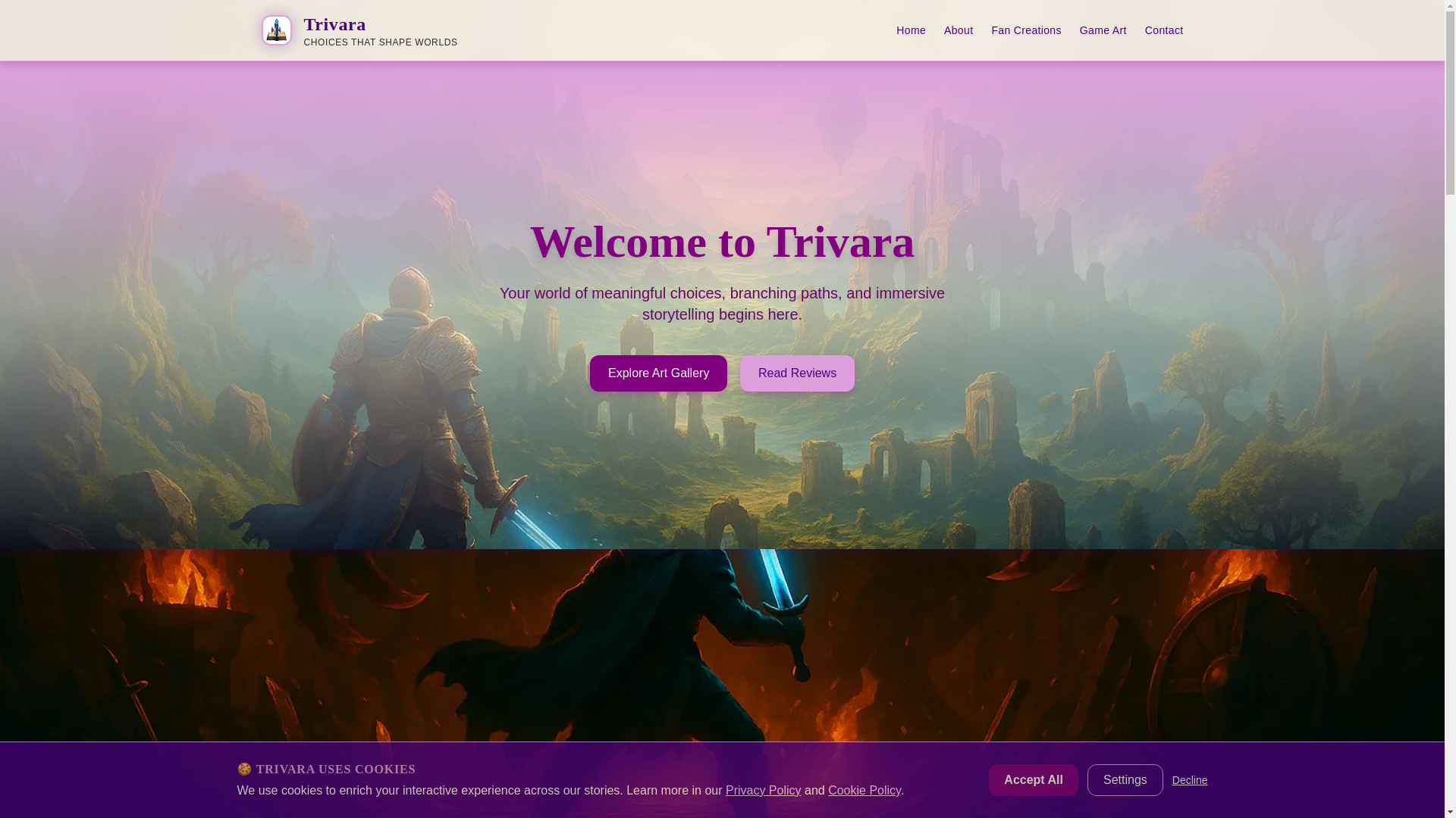 website screenshot of https://trivara.online/