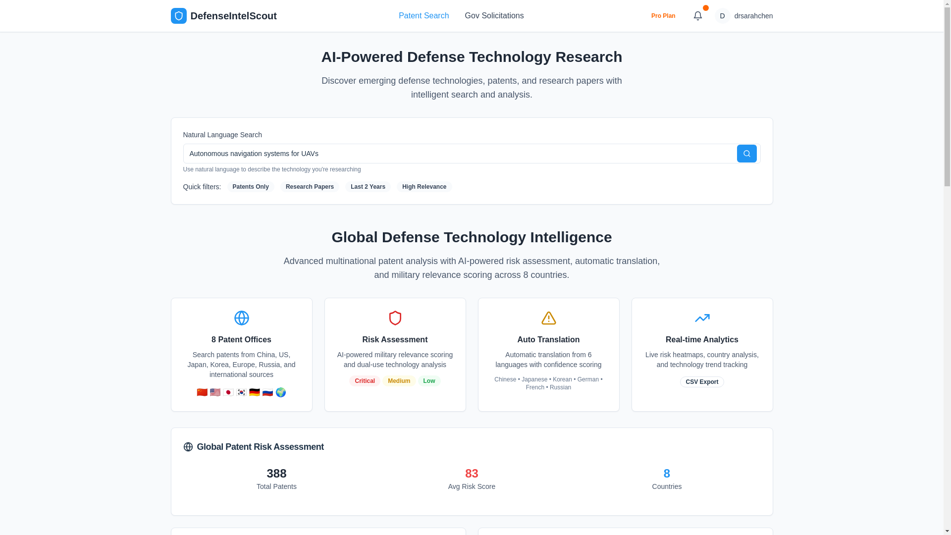 website screenshot of https://defensetechtracker.com/