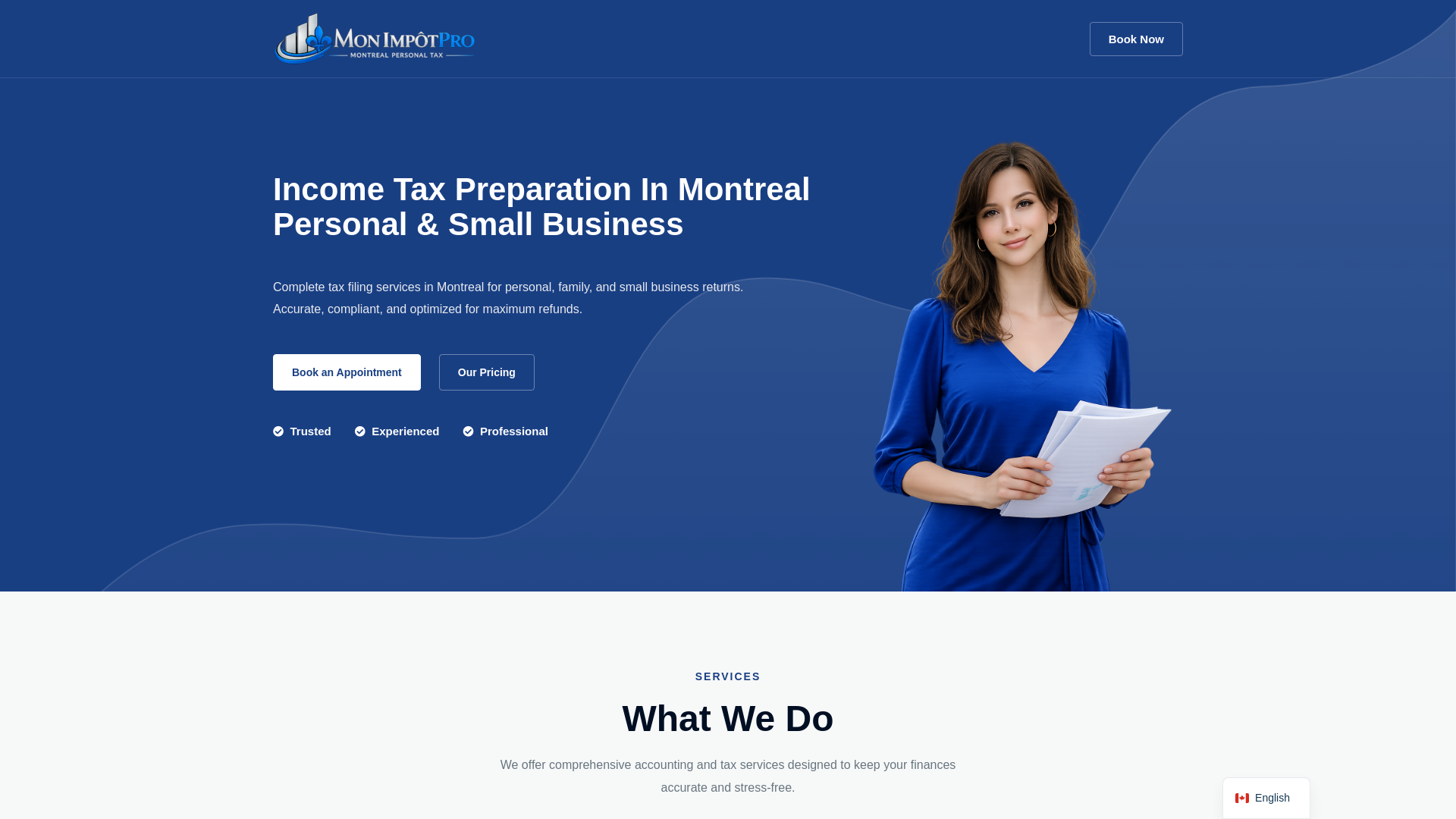 website screenshot of https://monimpotpro.ca/