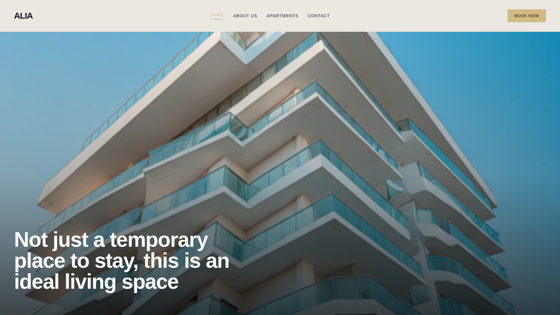website screenshot of https://aliaapartment.com/