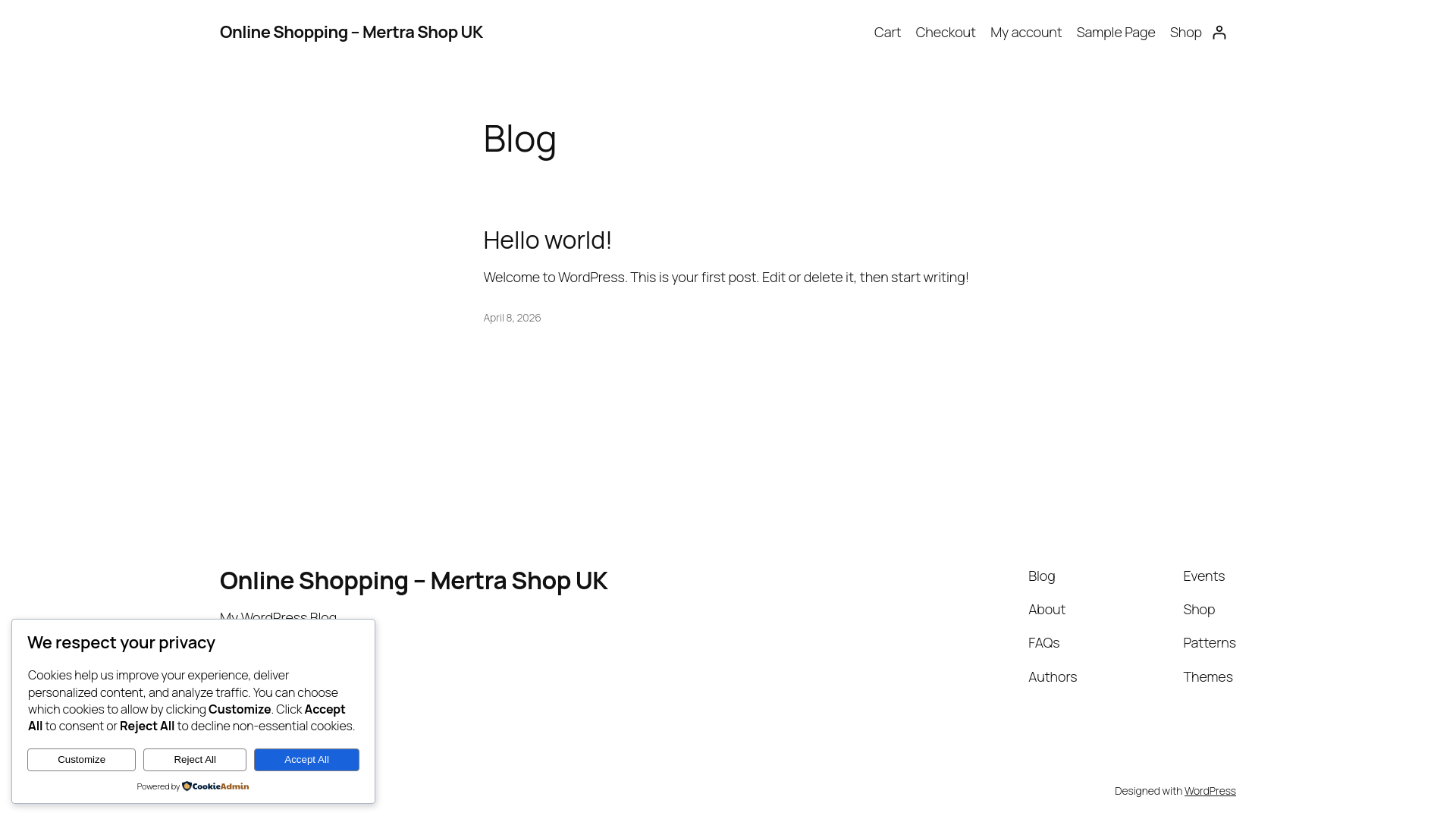 website screenshot of https://mertrashop.uk/