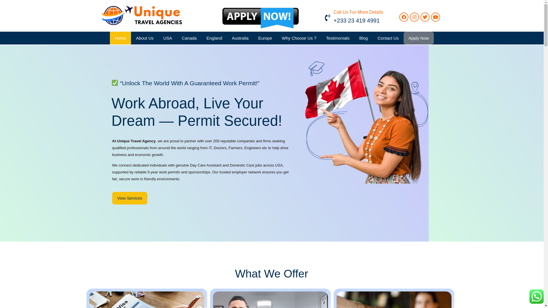 website screenshot of https://uniquetravelagencies.com/