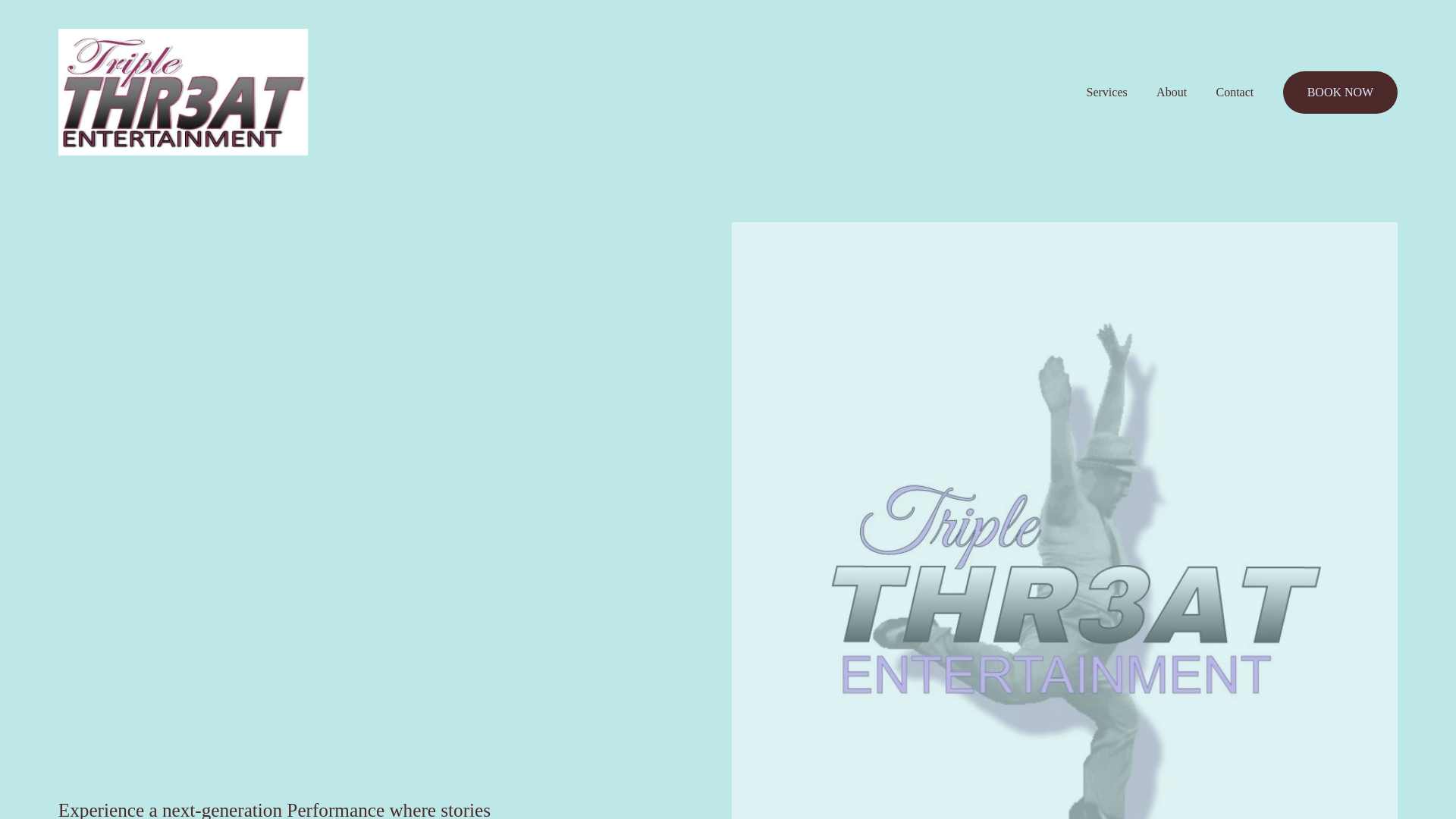 website screenshot of https://triplethr3atentertainment.com/