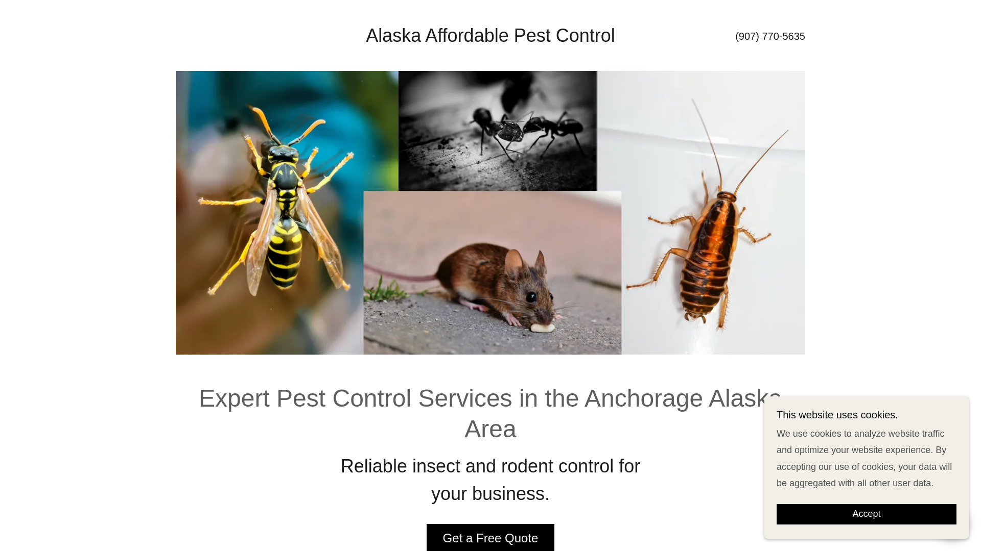 website screenshot of https://alaskaaffordablepest.com/