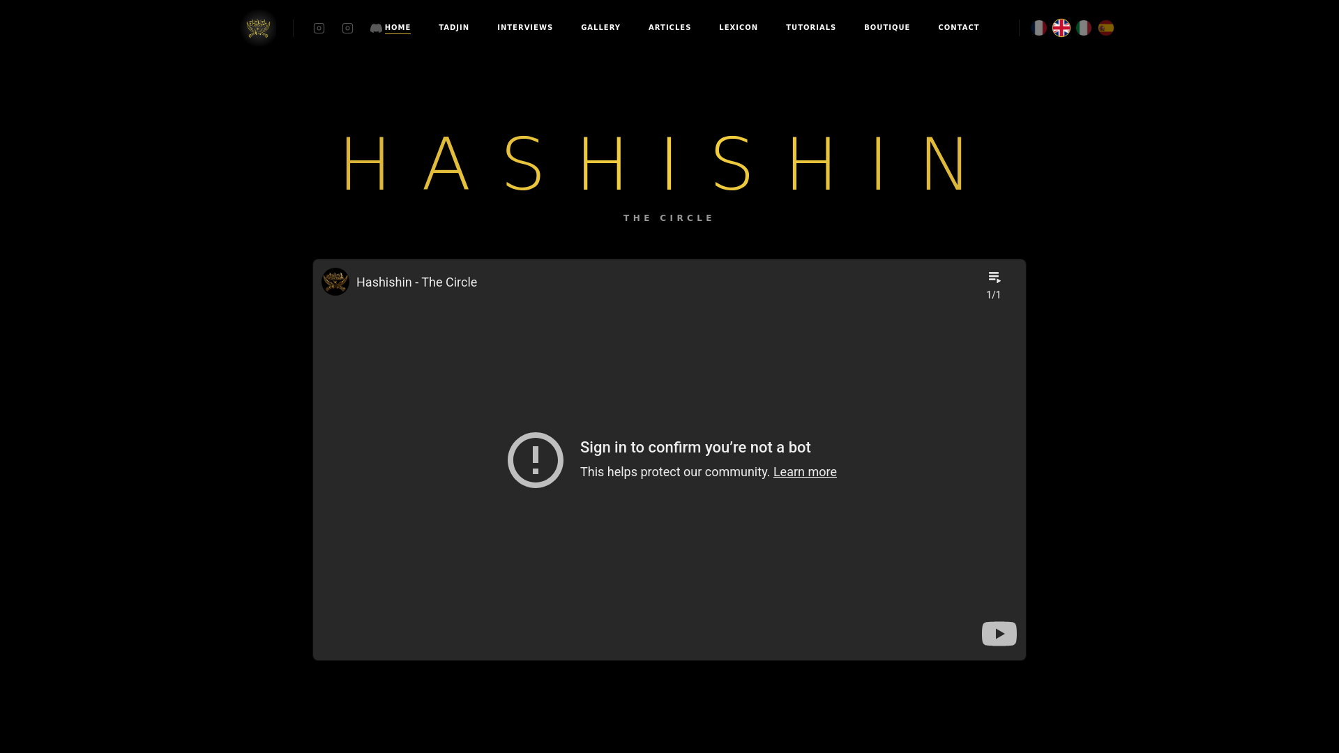 website screenshot of https://hashishin.world/