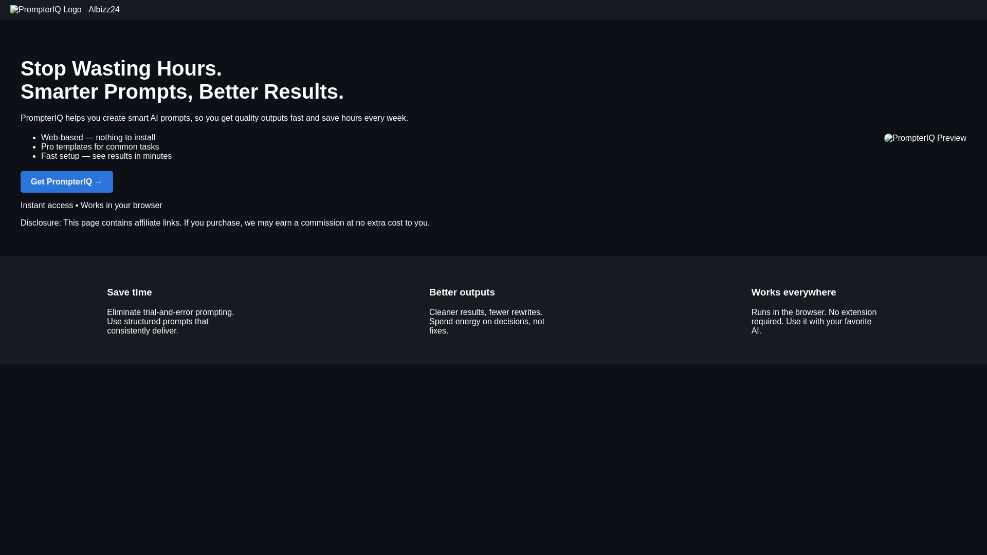 website screenshot of https://prompteriqai.pages.dev/