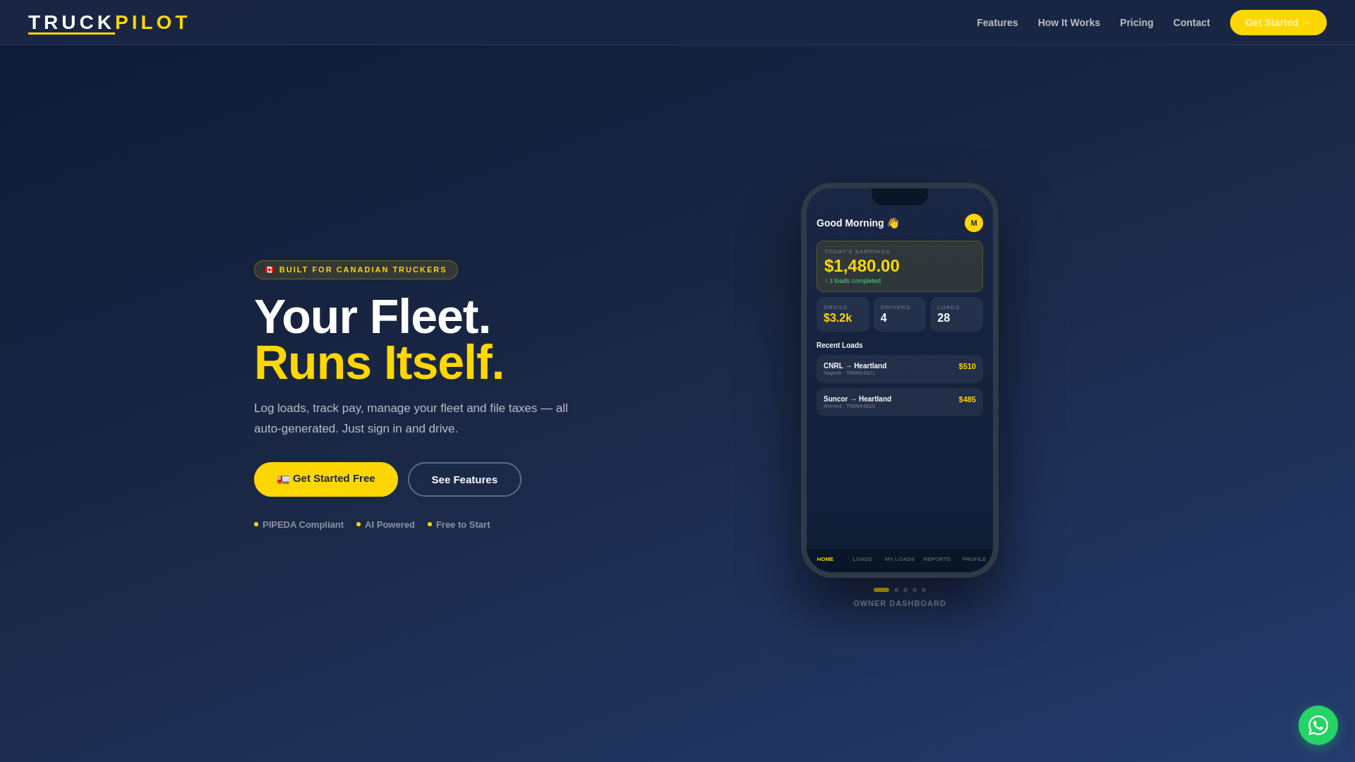 website screenshot of https://truckpilot.ca/