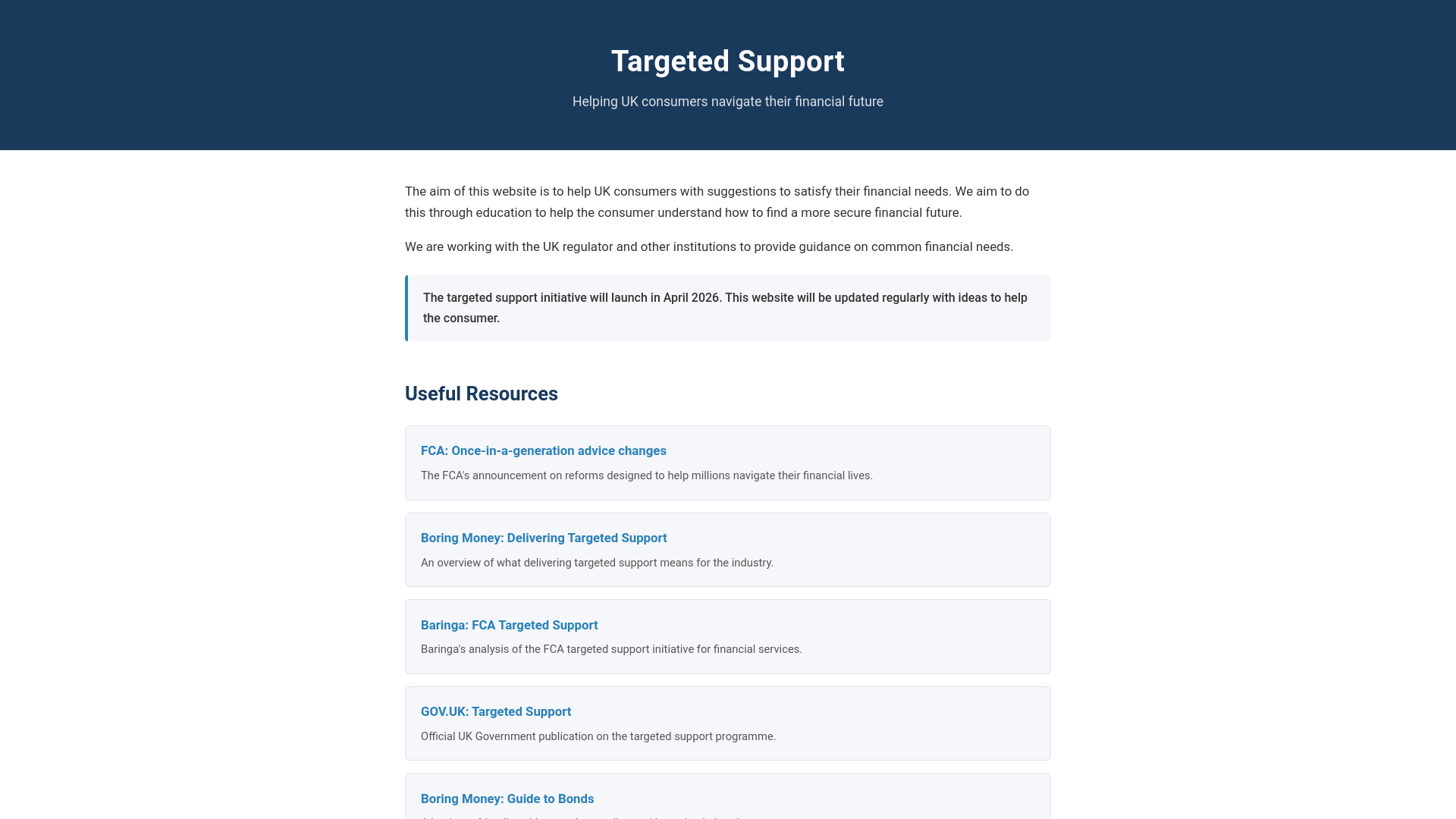 website screenshot of https://targeted-support.uk/