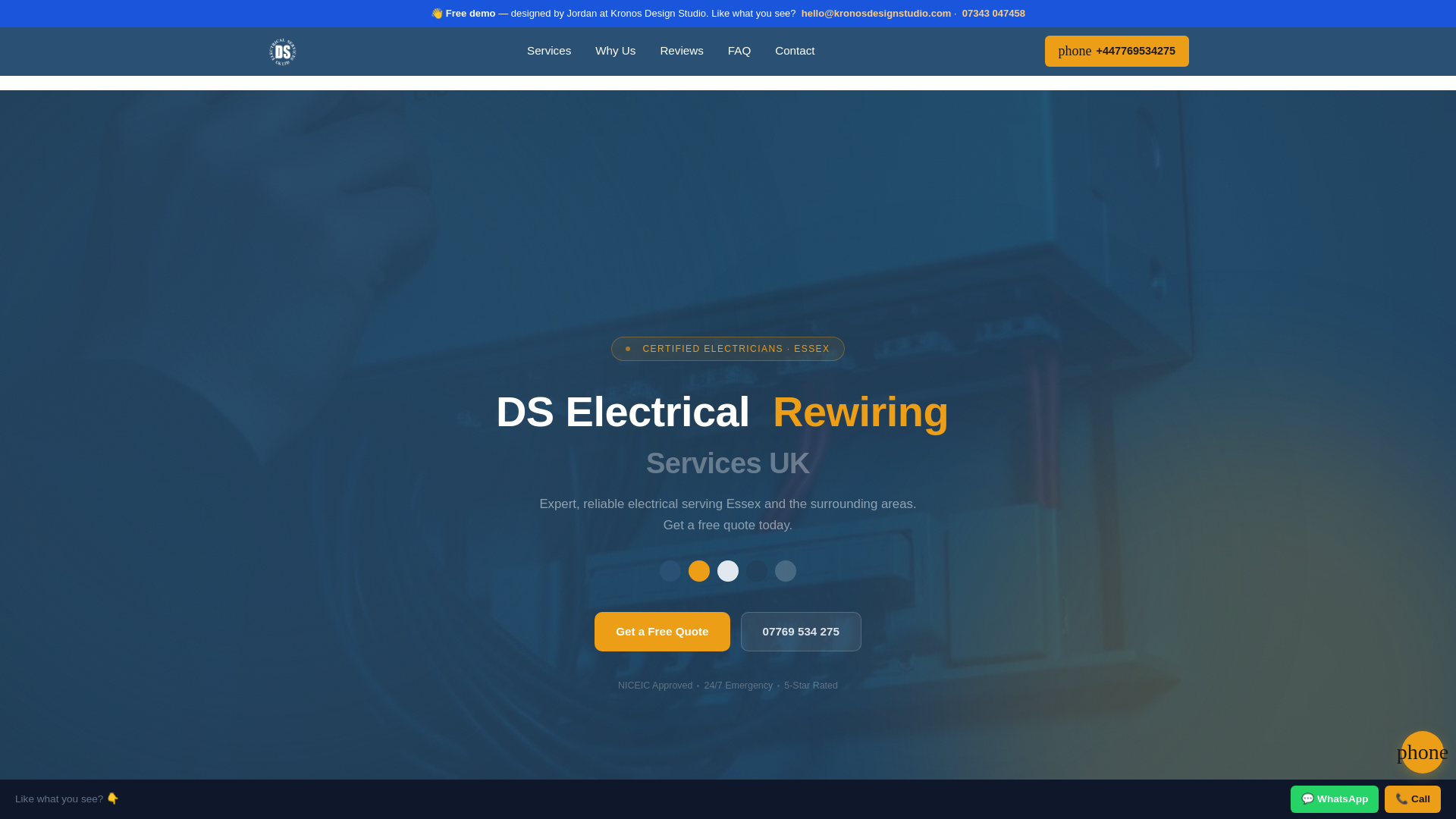 website screenshot of https://ds-electrical-services-uk-kronos-demo.pages.dev/