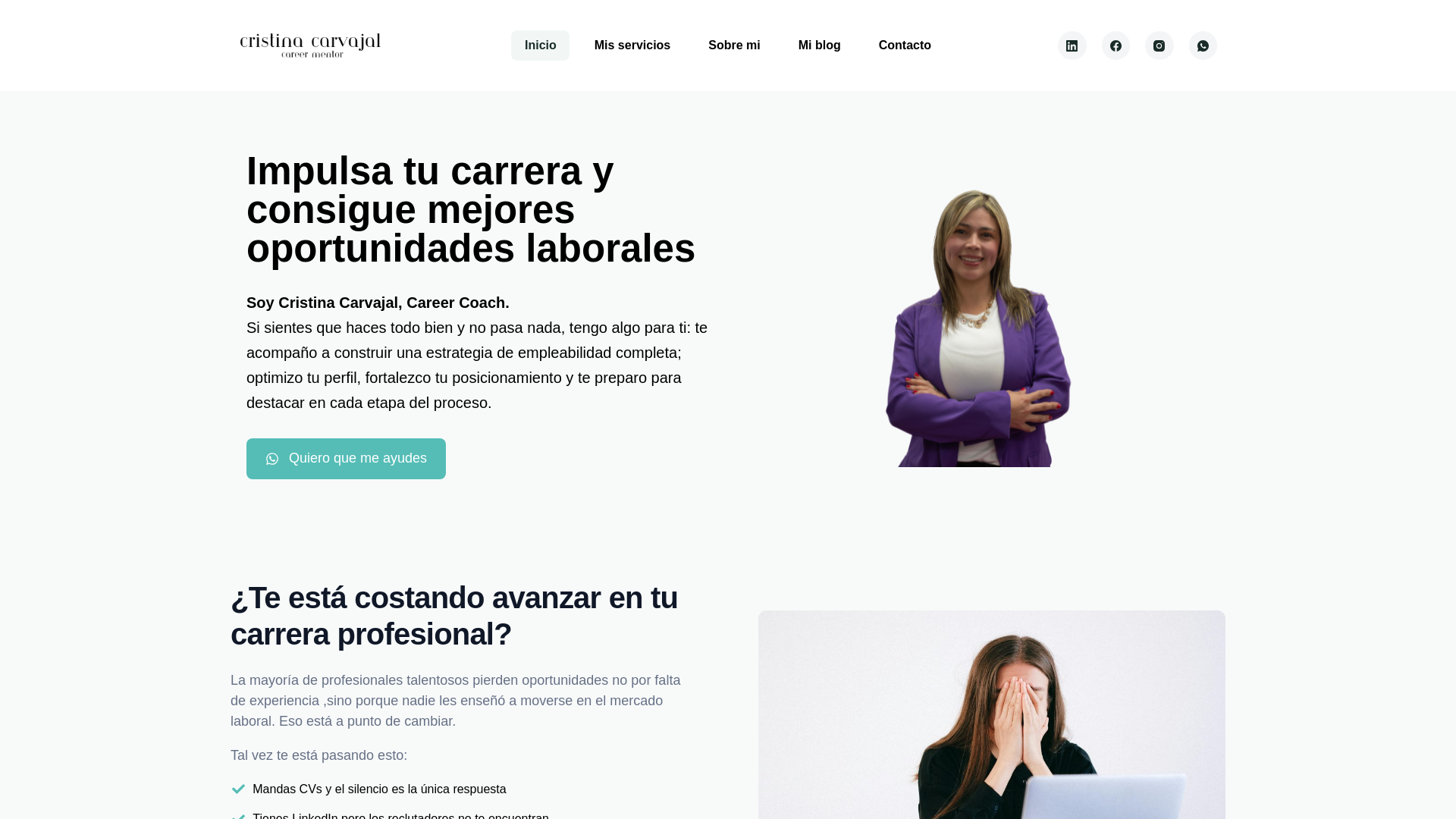 website screenshot of https://cristinacarvajal.com.au