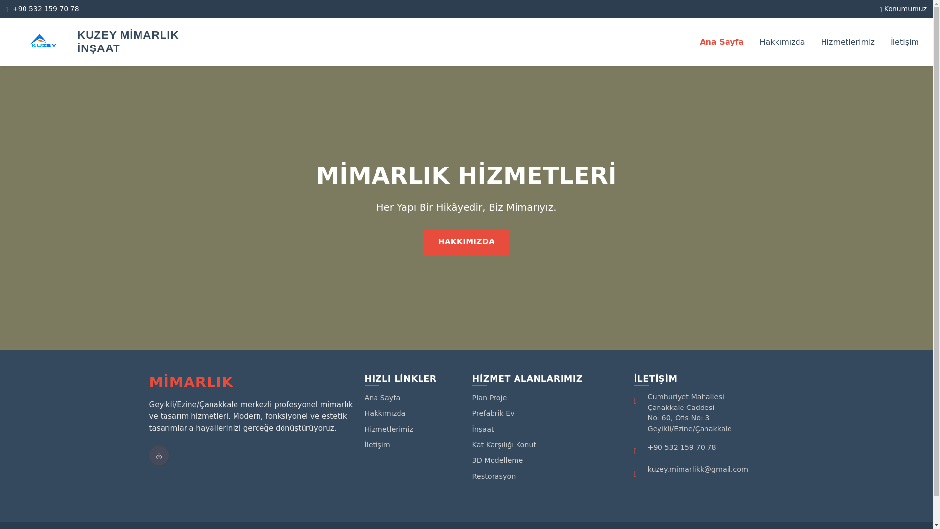 website screenshot of https://kuzeymimarlikinsaat.com/