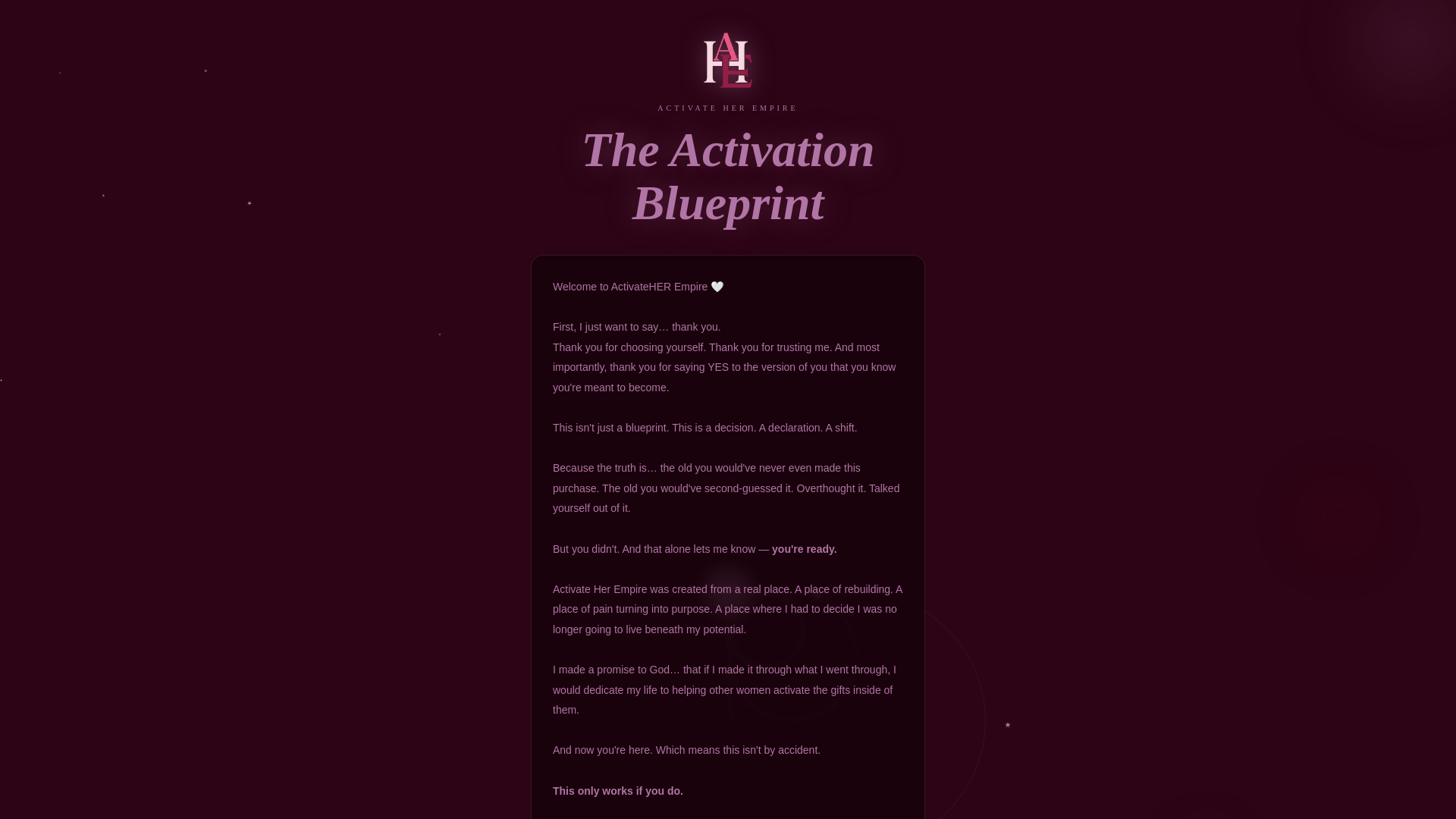 website screenshot of https://activateherempire.com/