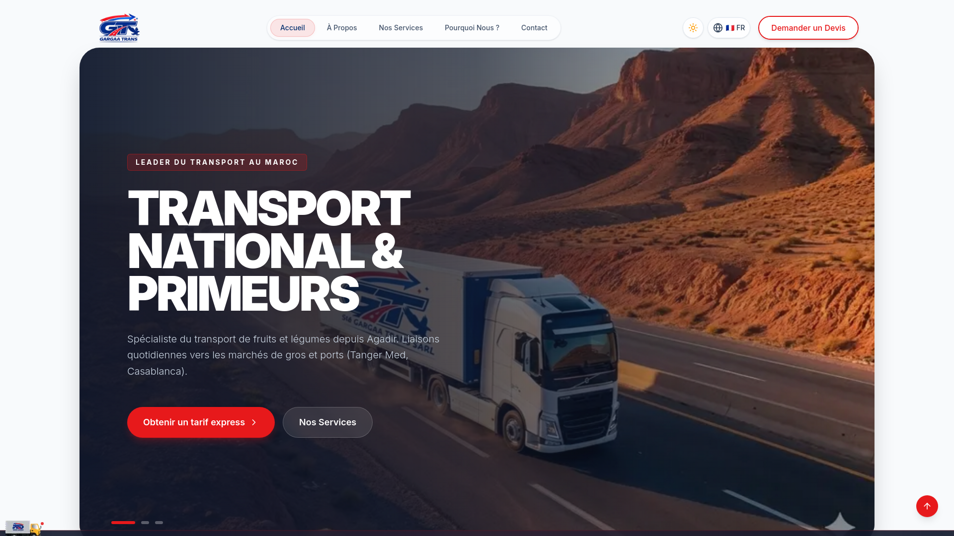 website screenshot of https://gargaa-trans.ma/