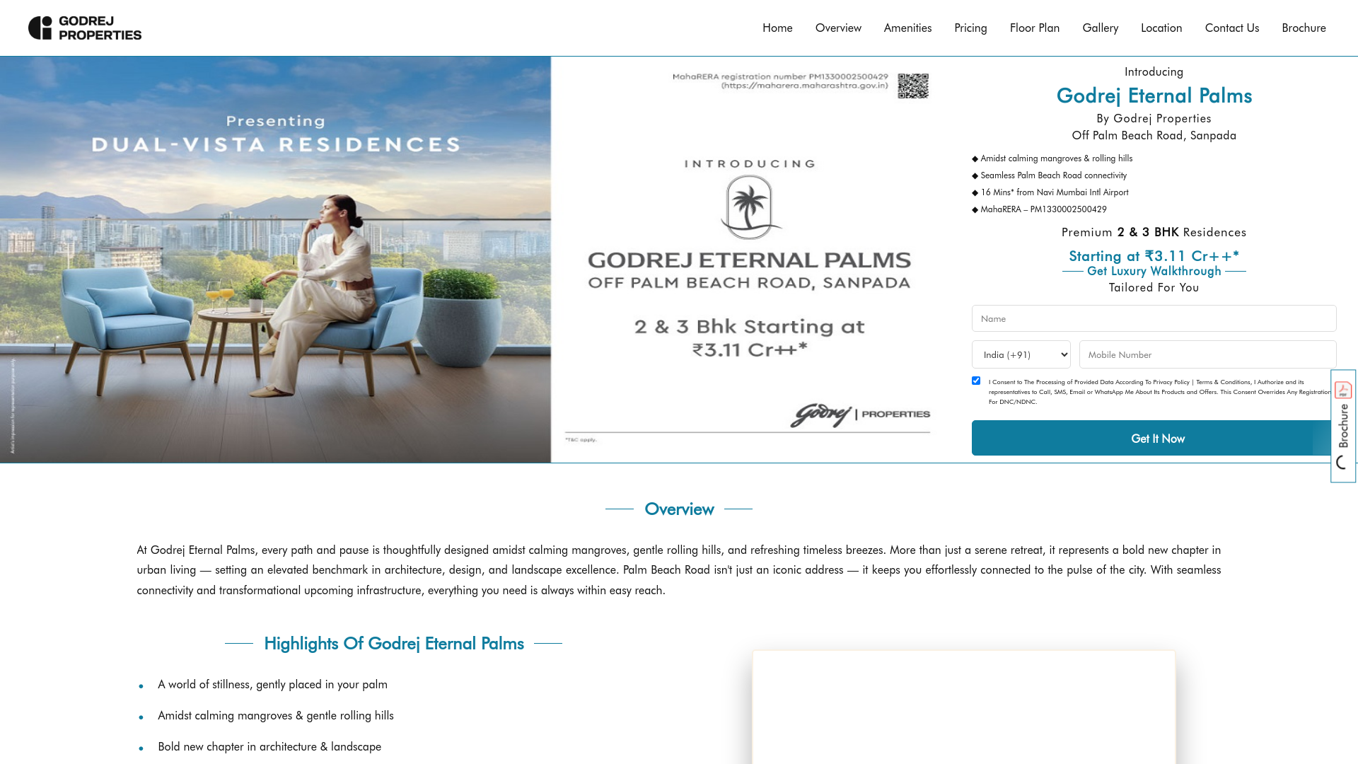 website screenshot of https://eternalpalmsgodrej.com/