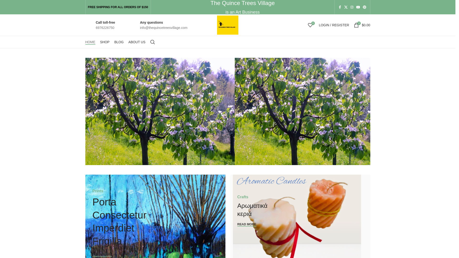 website screenshot of https://thequincetreesvillage.com/