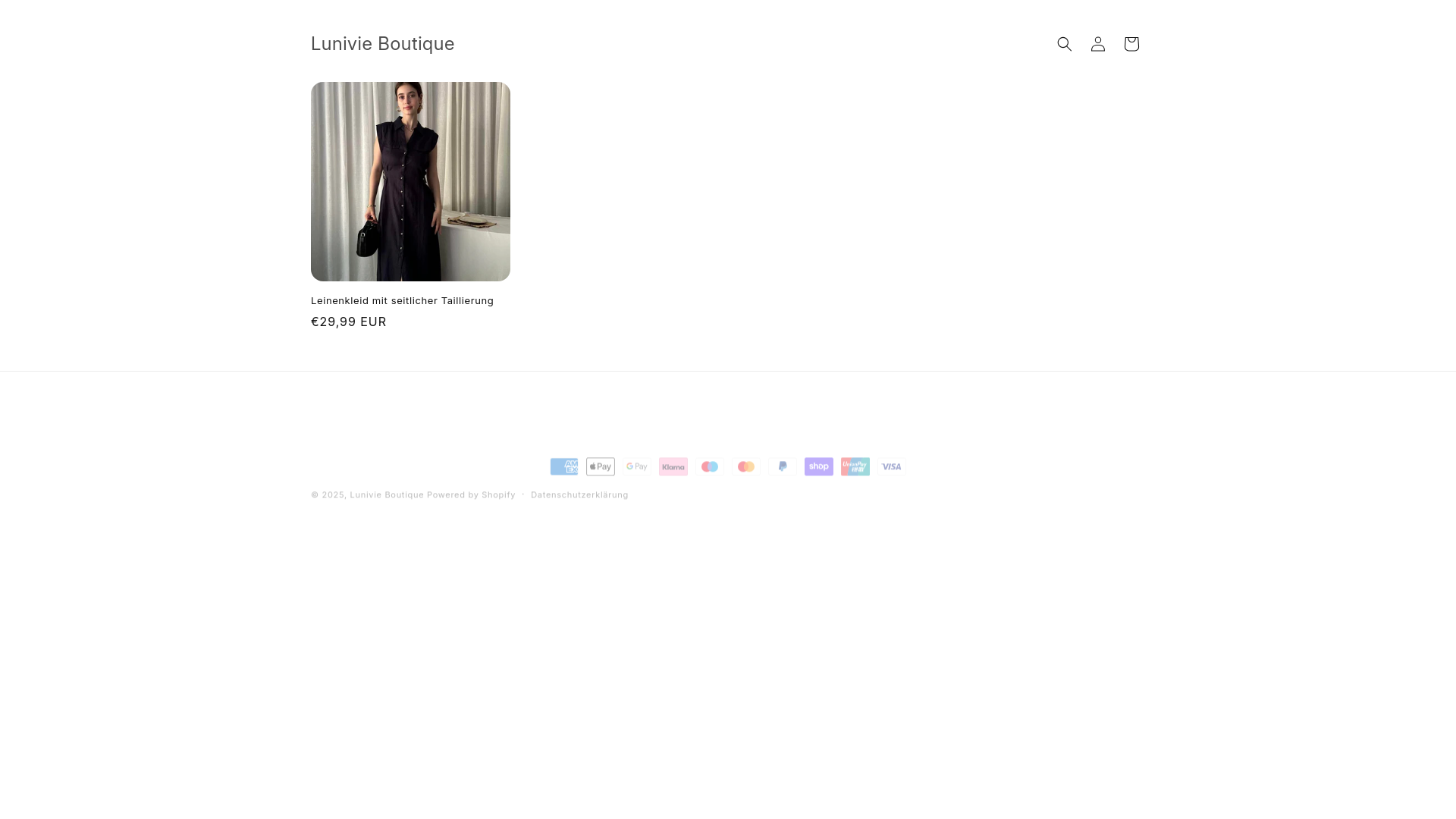 website screenshot of https://lunivieboutique.com/