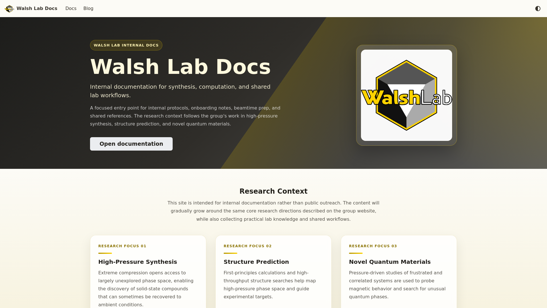 website screenshot of https://walshlab-docs.pages.dev/