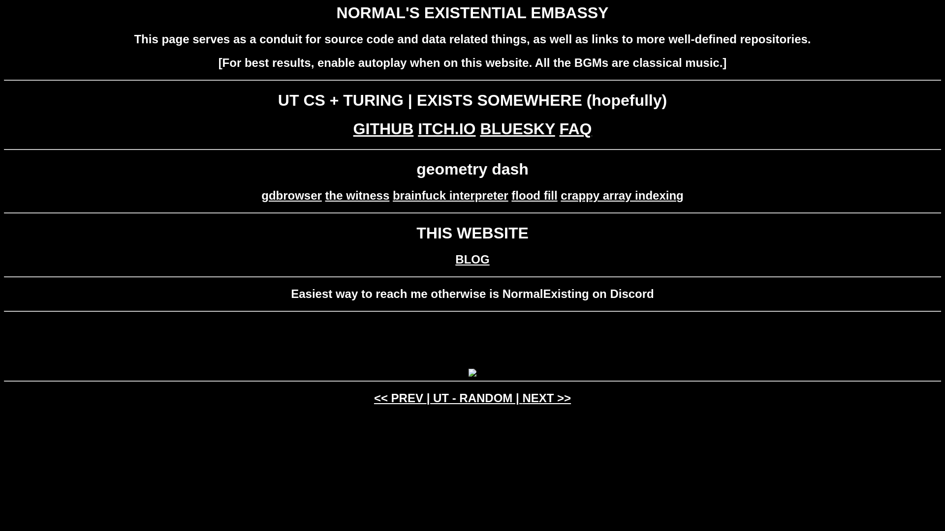 website screenshot of https://normalexisting.pages.dev/