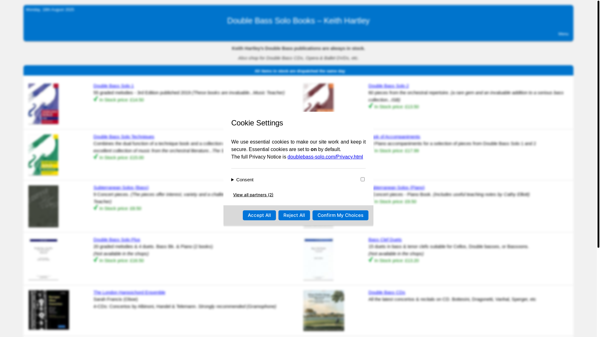 website screenshot of https://www.doublebass-solo.com/