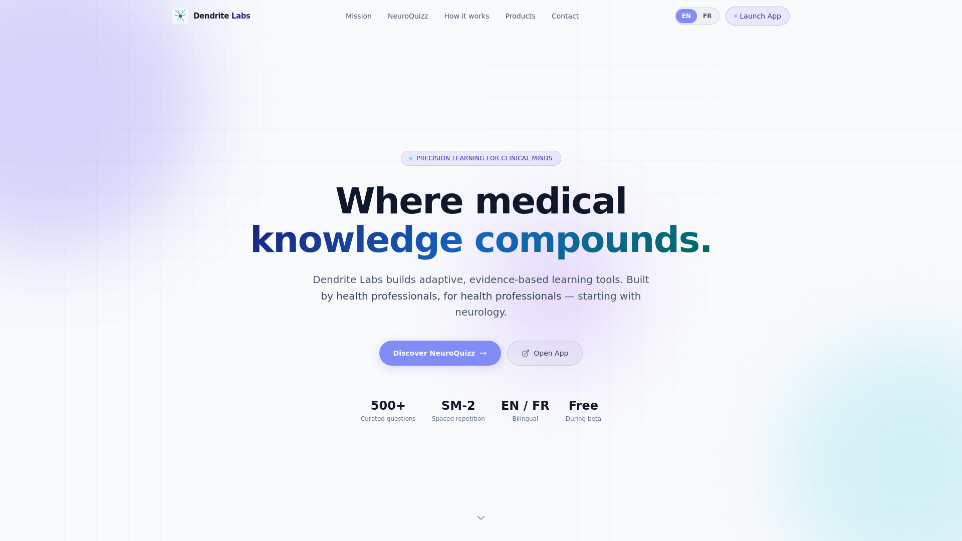 website screenshot of https://dendrite-labs-web.pages.dev/