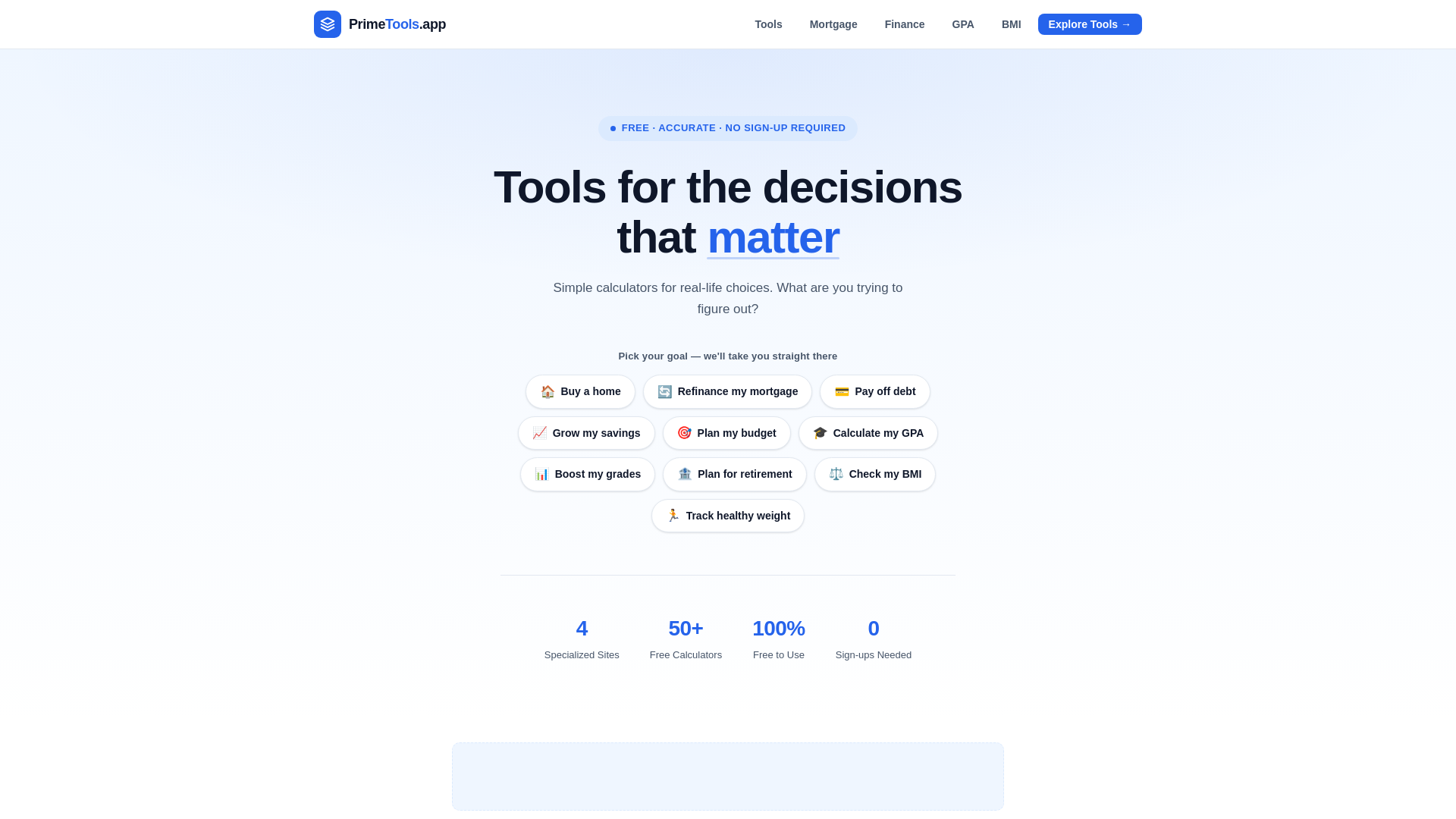 website screenshot of https://primetools.app/
