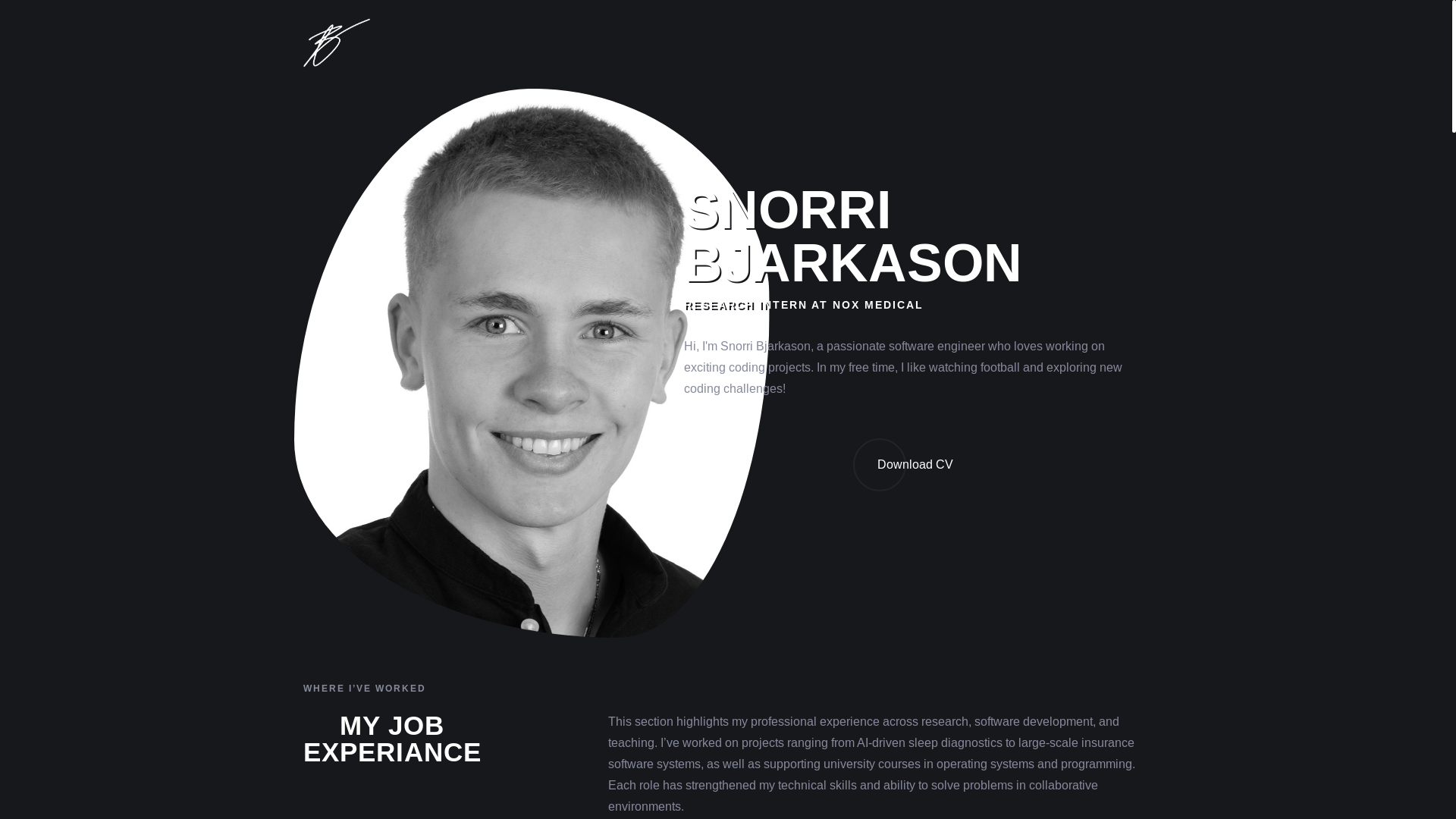website screenshot of https://snorribjarkason.com/