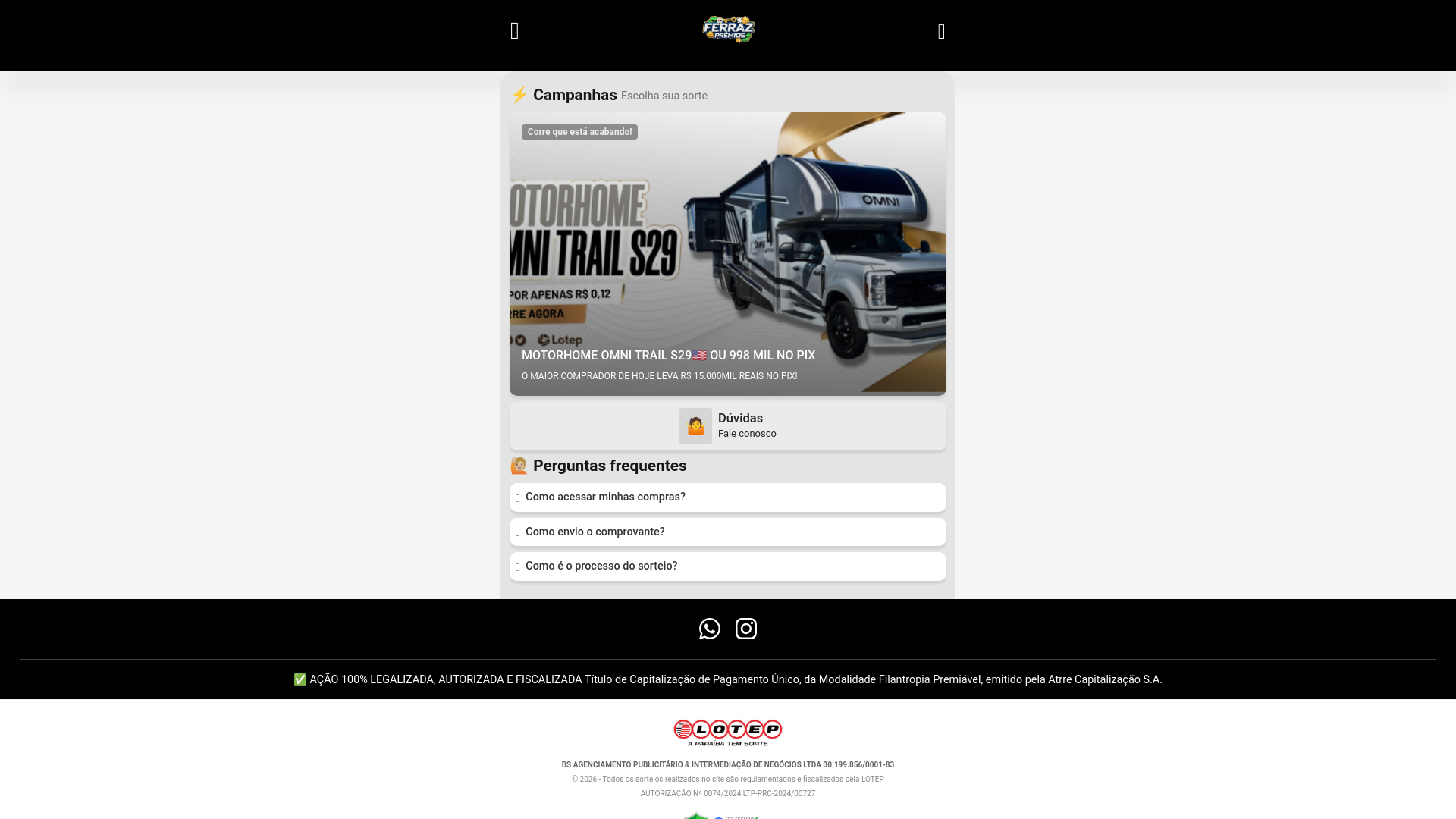 website screenshot of https://capitaldasorte.site