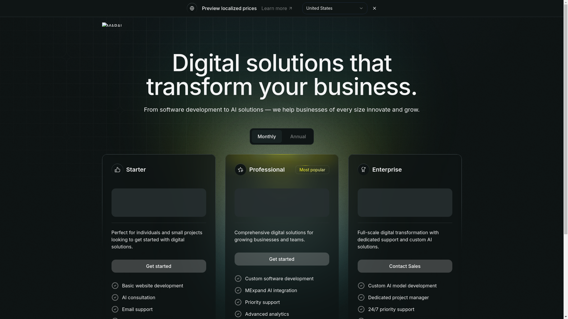 website screenshot of https://gomarai.com/