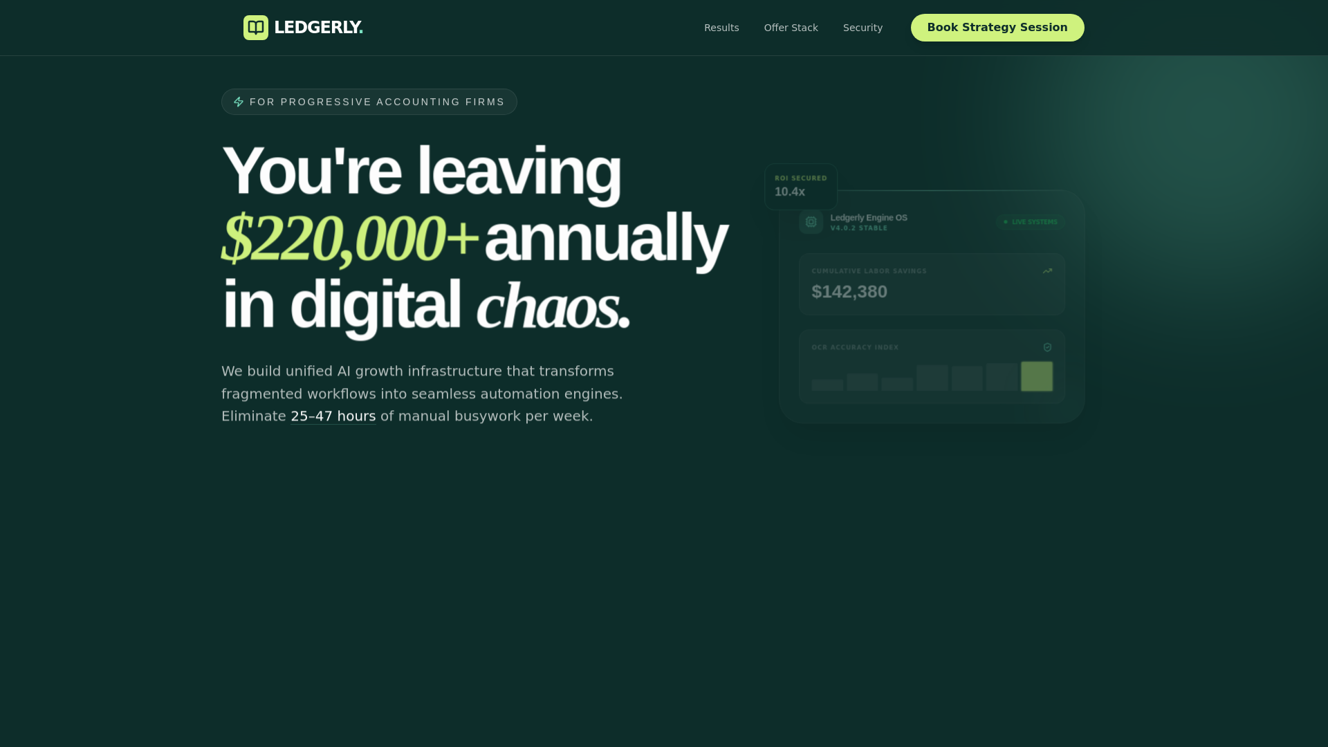 website screenshot of https://accounts.ledgerlysolution.com/