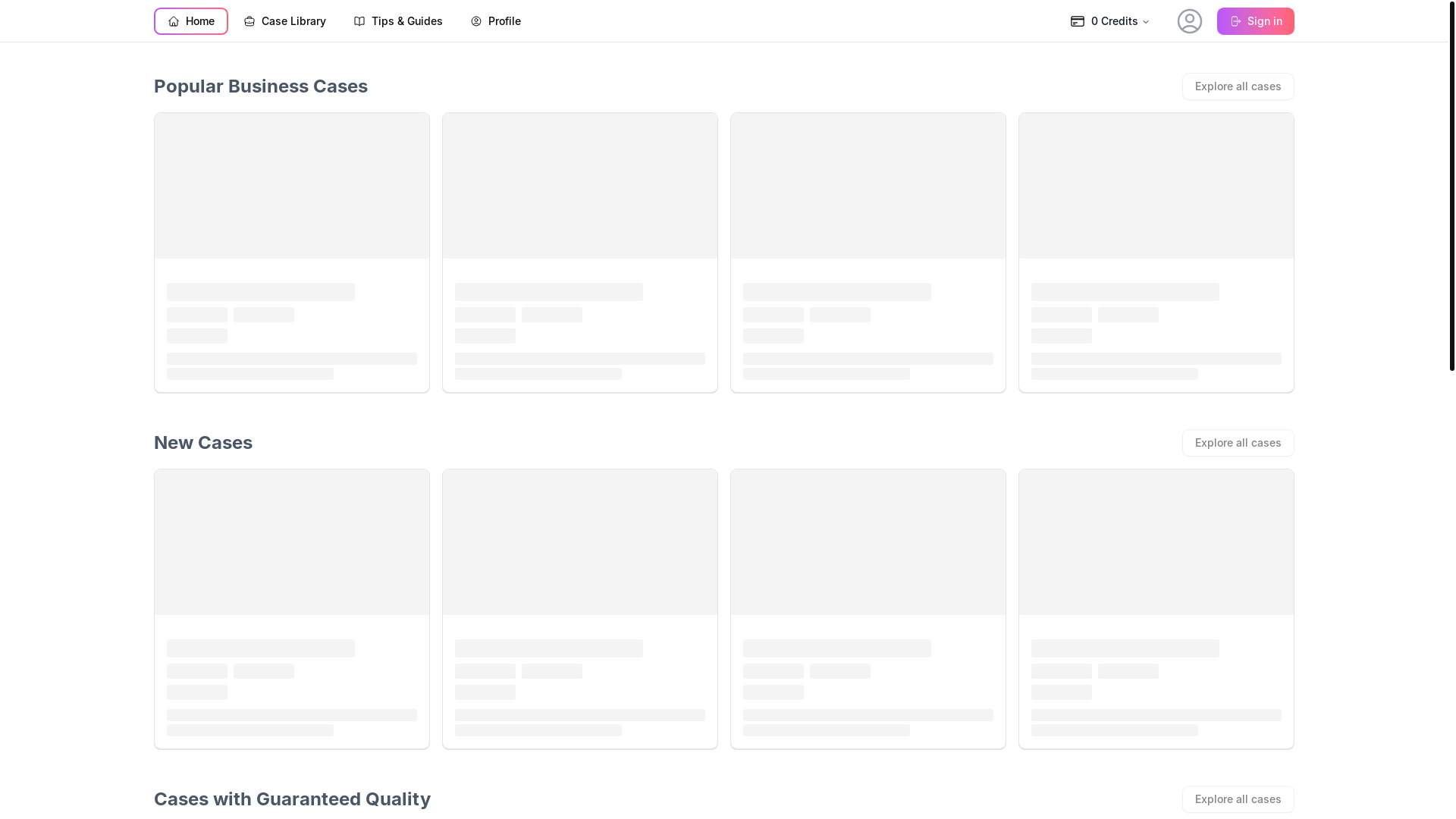 website screenshot of https://caseinterviewarena.com/