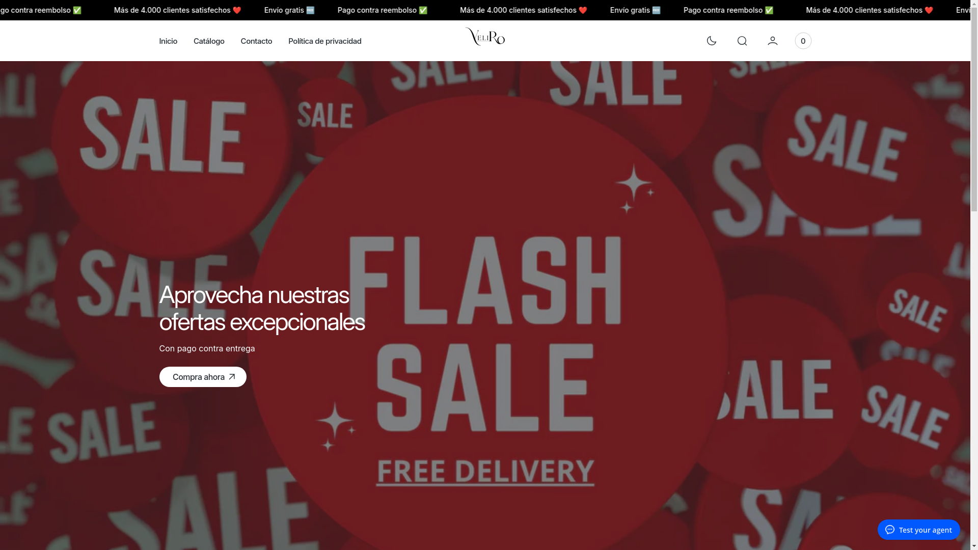 website screenshot of https://veliro-limited.store/