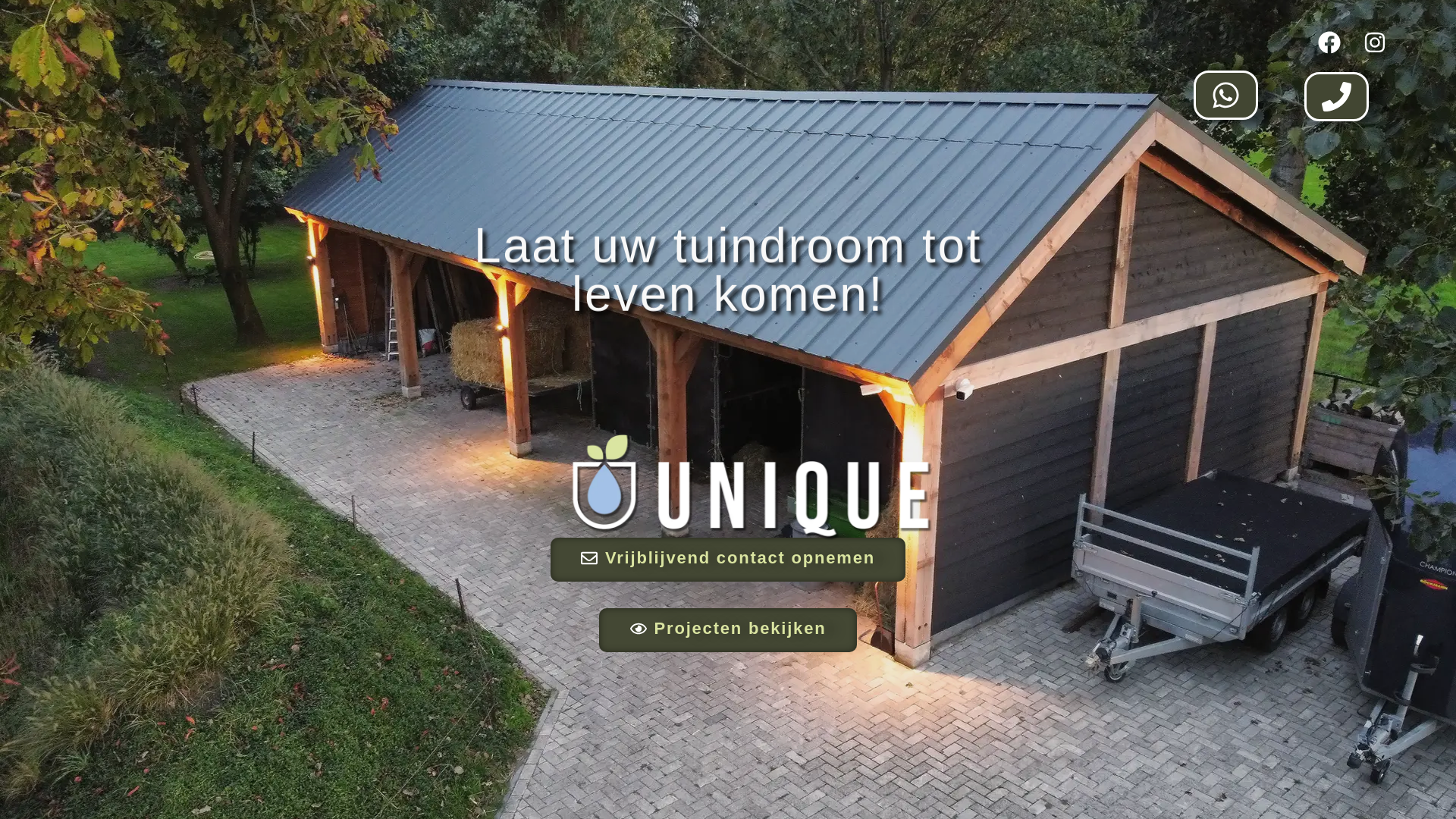 website screenshot of https://uniqueponds.nl/