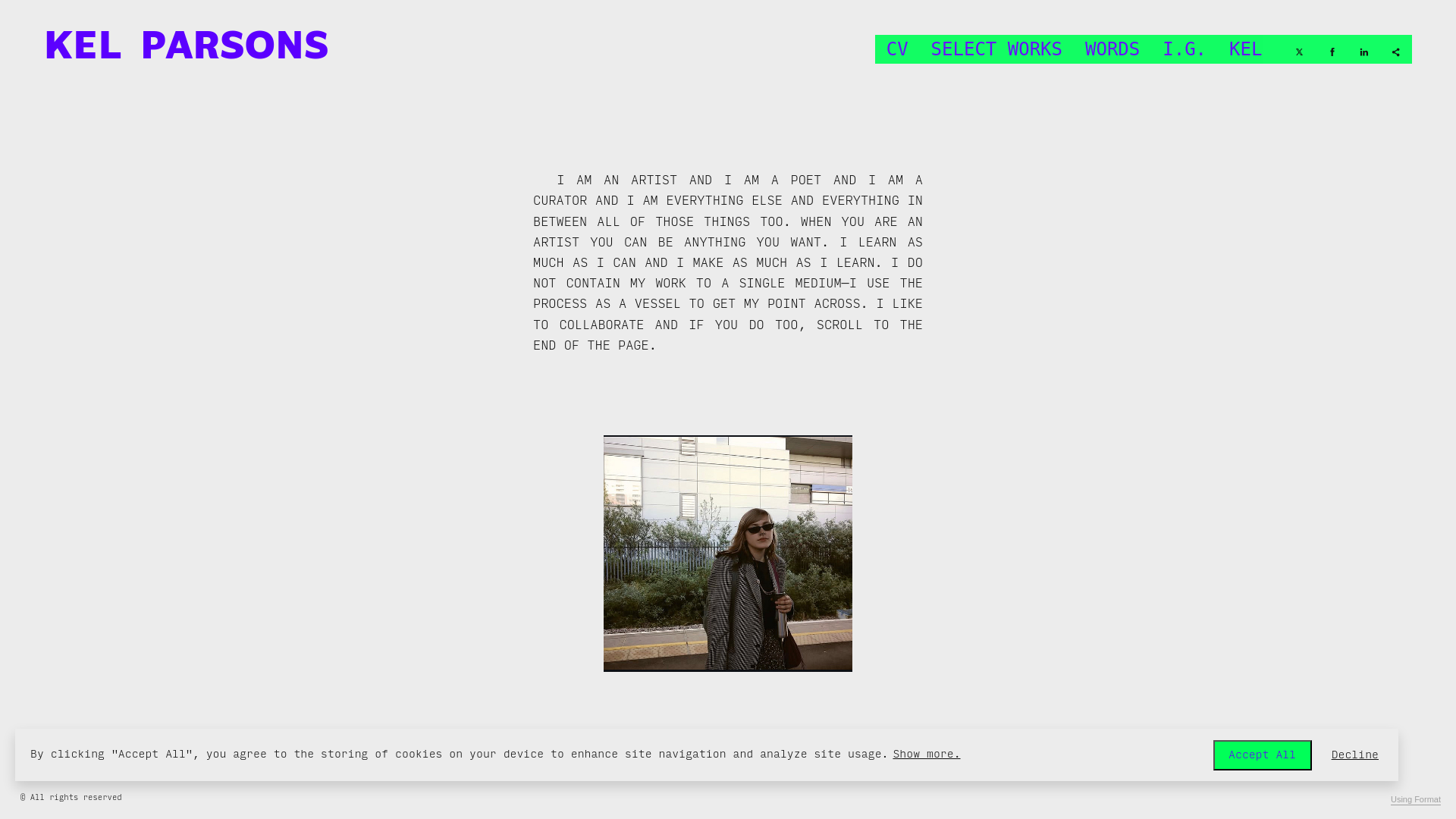 website screenshot of https://kelparsons.net/