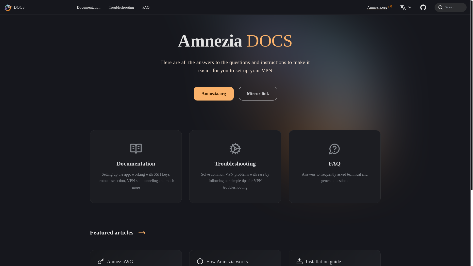 website screenshot of https://docs-amnezia-org.pages.dev/