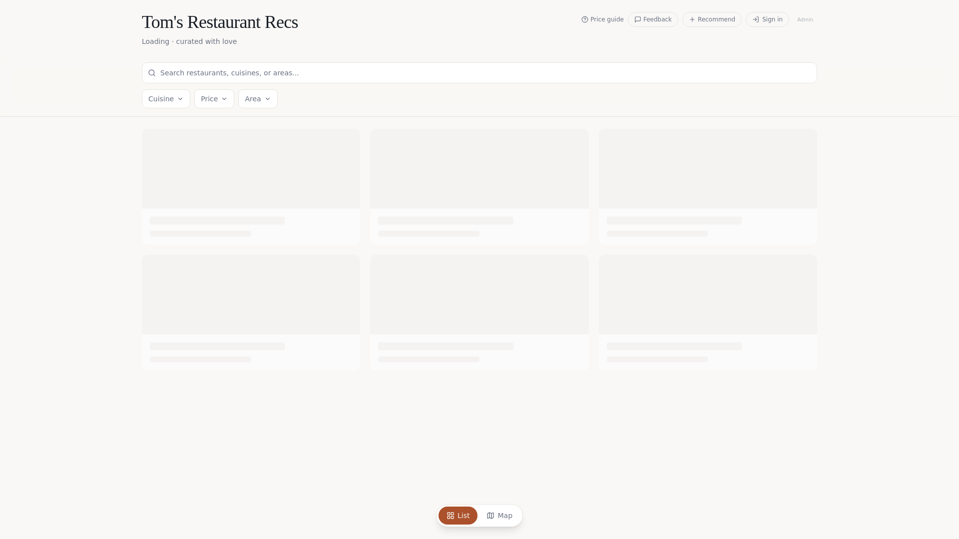 website screenshot of https://tpeats.com/