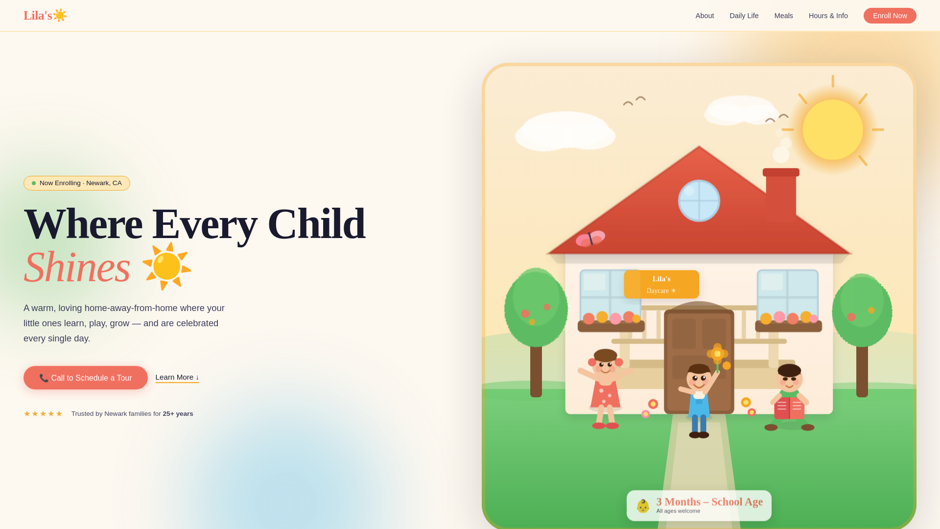 website screenshot of https://lilasdaycare.com/