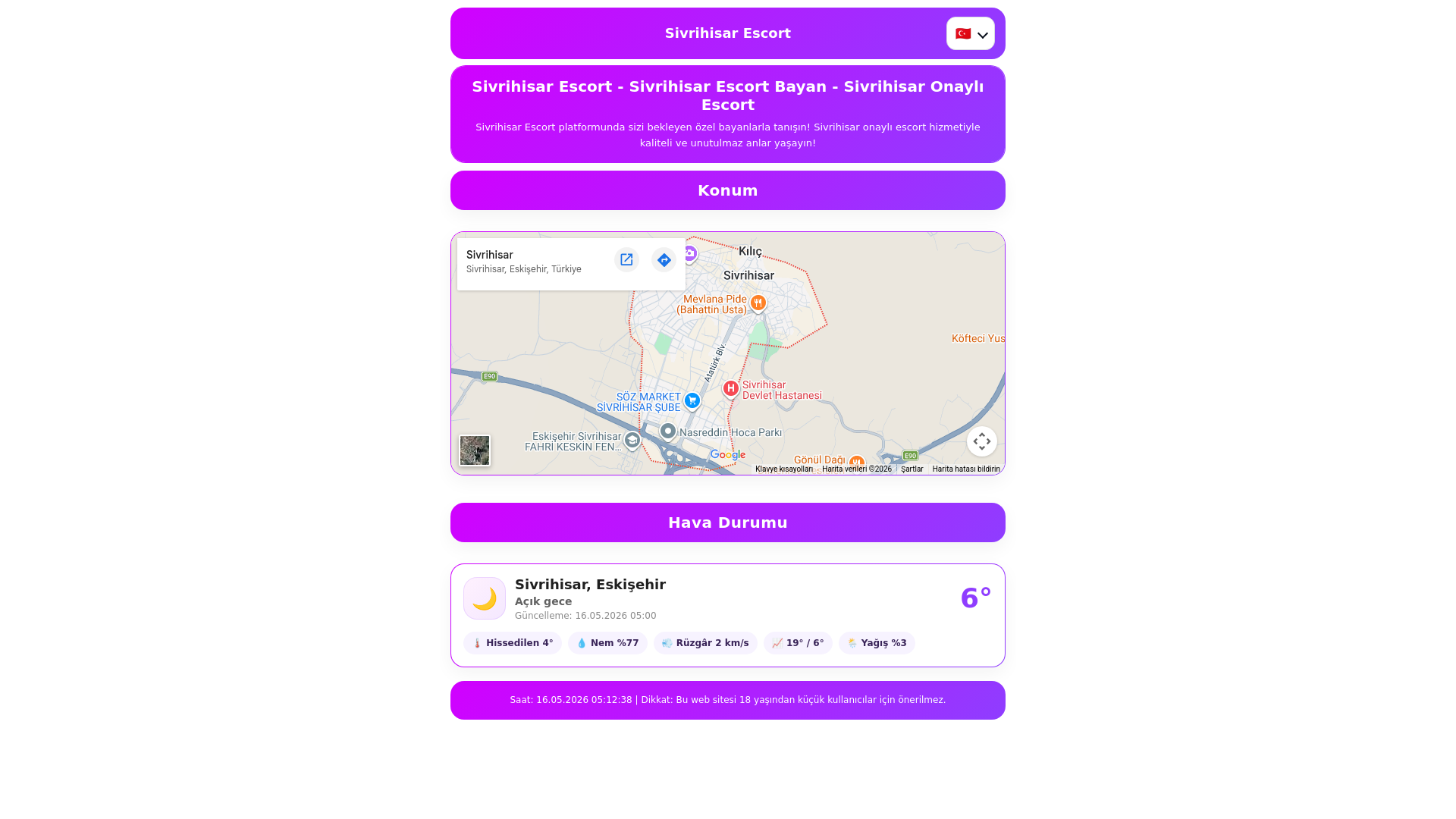 website screenshot of https://sivrihisarescort.xyz/