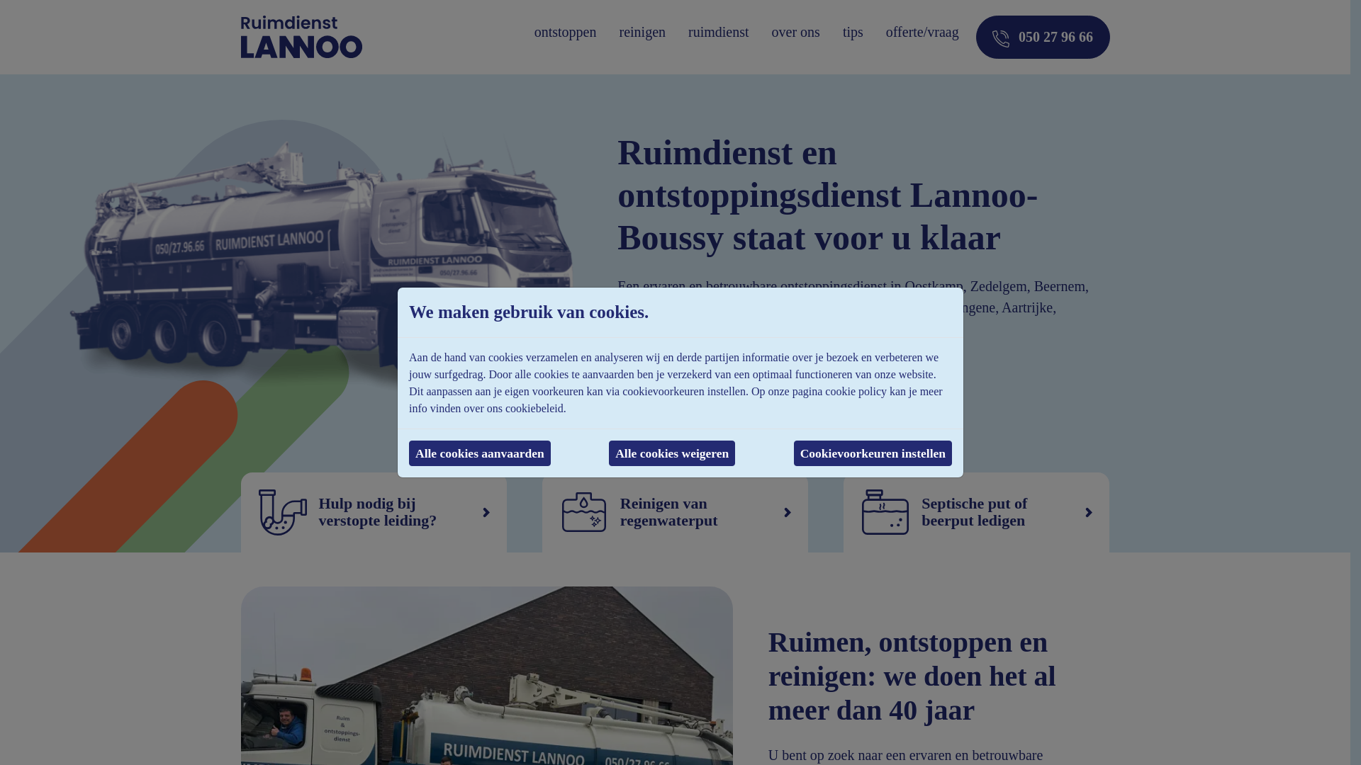 website screenshot of https://ruimdienstzwevezele.be/