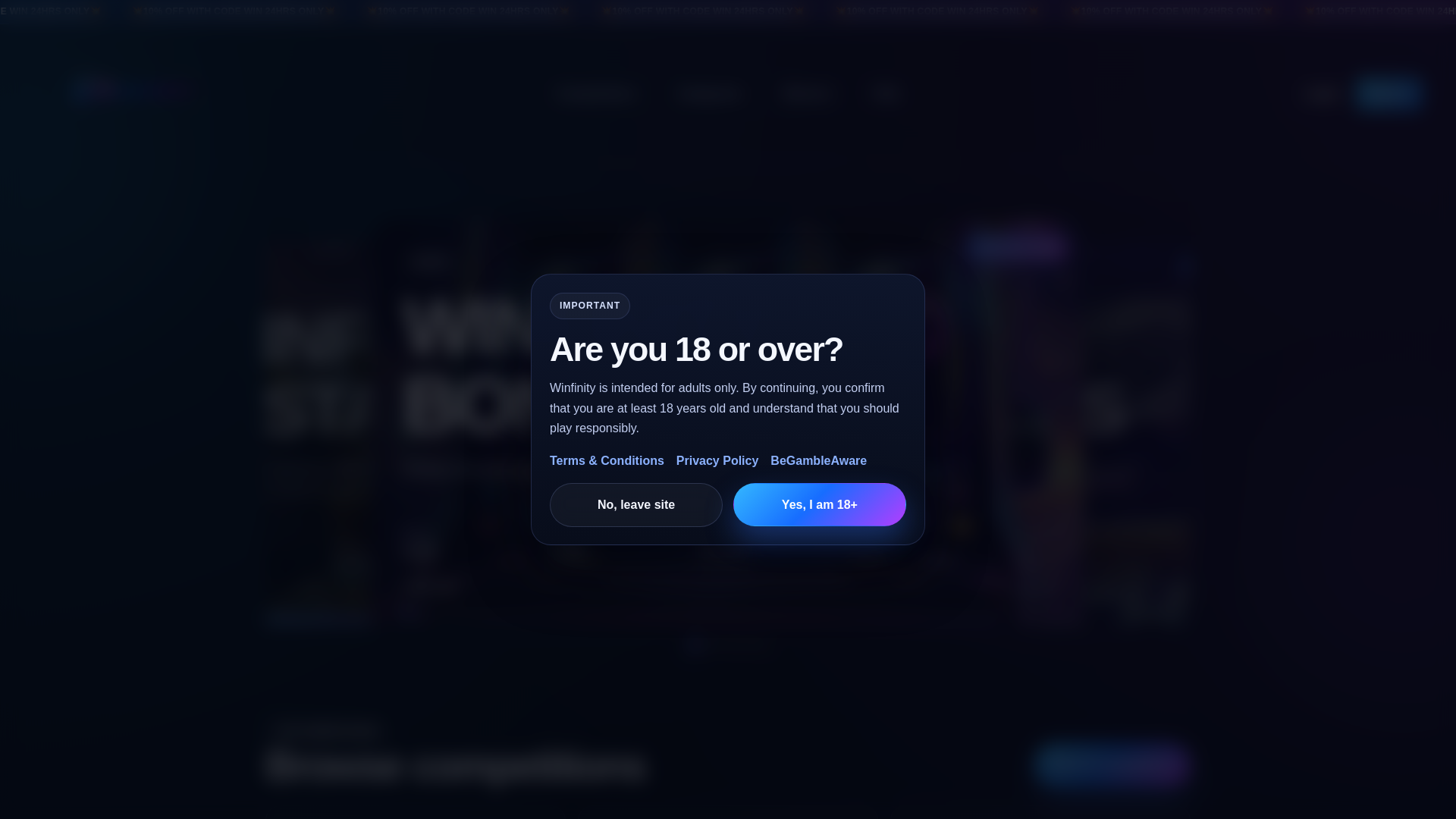 website screenshot of https://win-finity.co.uk/
