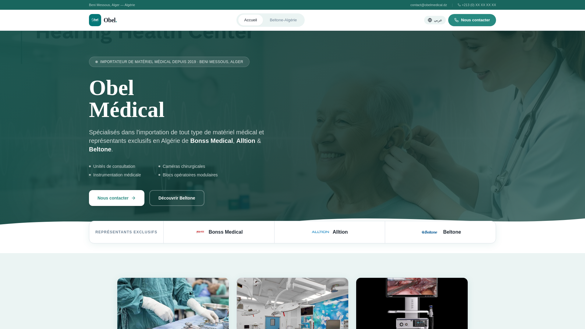 website screenshot of https://obelmedical.com/