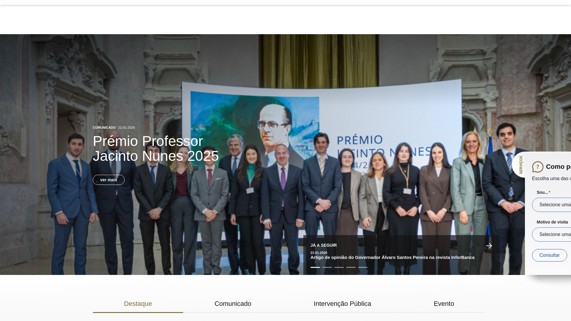 website screenshot of https://www.bportugal.pt/