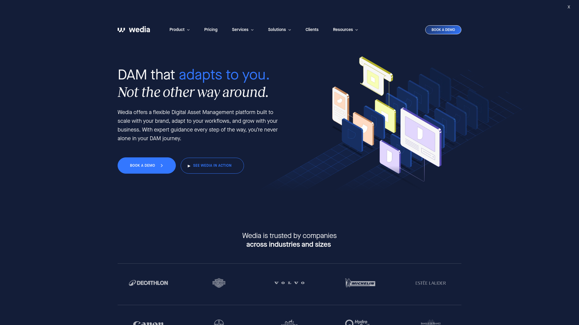 website screenshot of https://www.wedia-group.com/